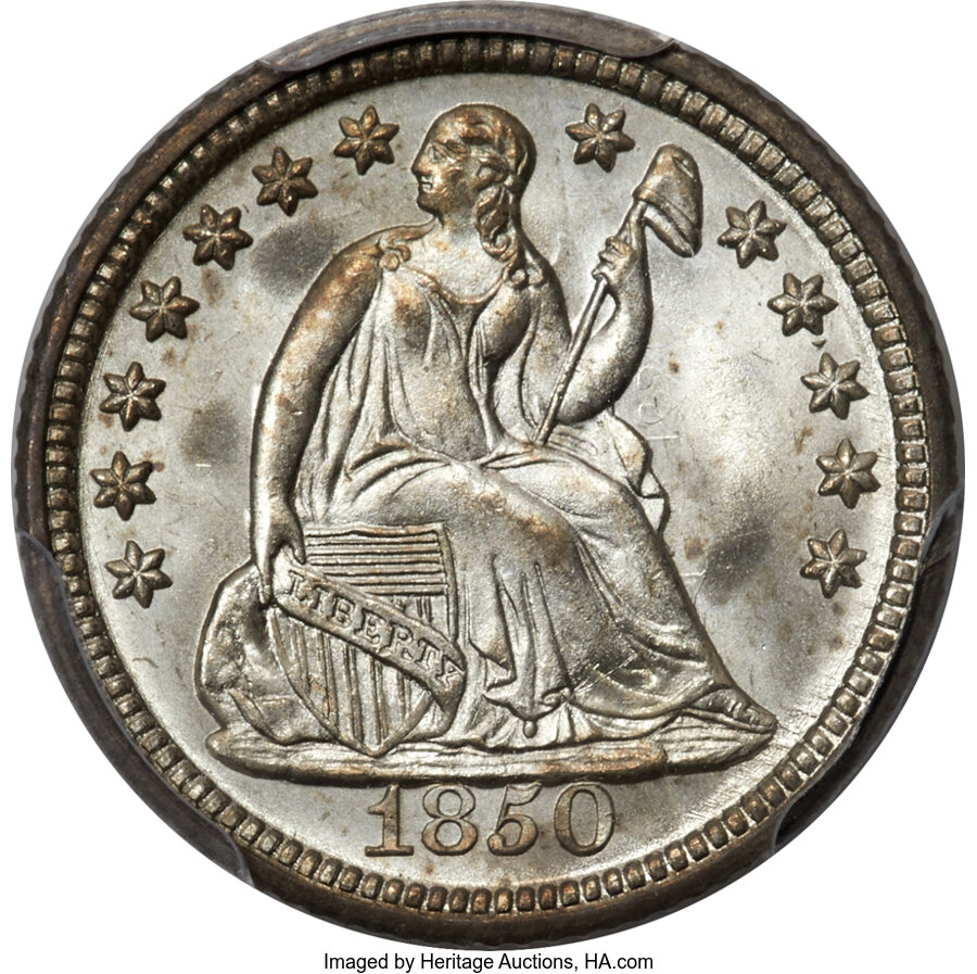 1850 H10C MS67+ PCGS. CAC....
