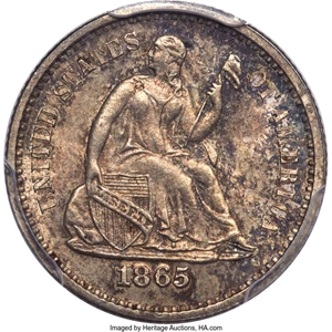 image for: 1865-S H10C MS65 PCGS. CAC....