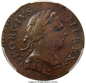 image for: '1774' 1/2 P Machin's Mills Halfpenny, GEORGIVS, Vlack 5-74A, W-7760, R.3, XF45 PCGS....
