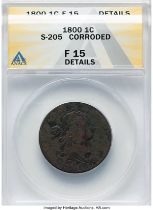 image for: 1800 1C S-205, B-26, R.4, -- Corroded -- ANACS. Fine 15 Details....