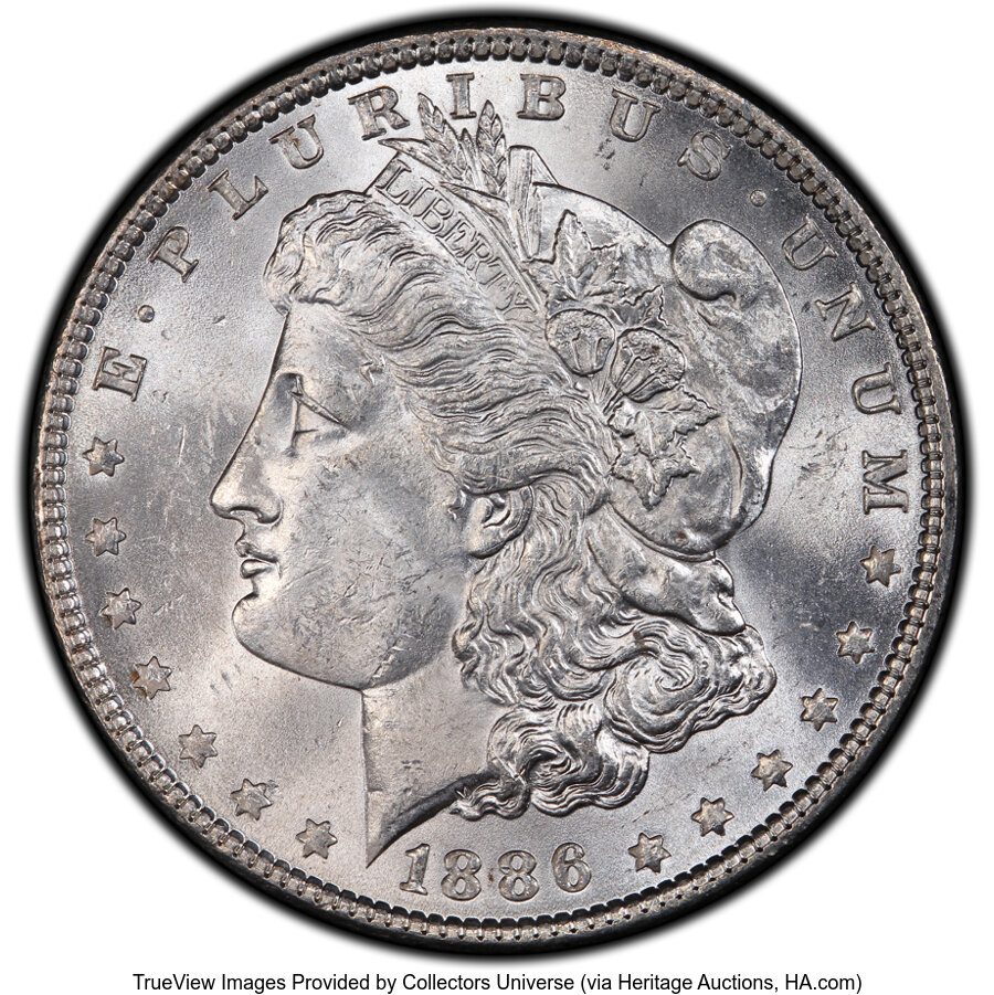 1886 $1  3 + 2 Clashed Reverse, VAM-1C AU50 thumbnail 14