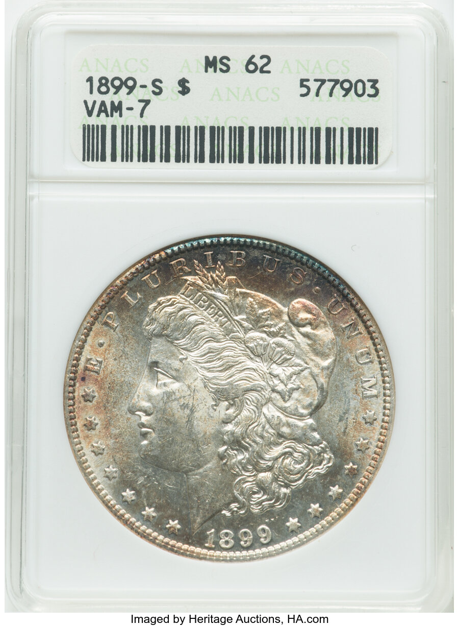 1899-S $1 Doubled Date, VAM-7, Top 100, MS62 ANACS. ...