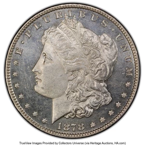 image for: 1878 8TF $1 Doubled LIBERTY, VAM-15, Top 100, MS63 PCGS. PCGS Population: (15/6 and 0/0+). NGC Census: (7/4 and 0/0+). CDN: ...