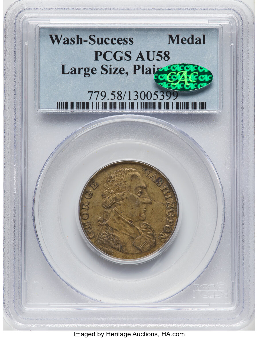 Undated Washington Success Medal, Large Size, Plain Edge, AU58 PCGS. CAC. Baker-265 D, DeWitt-GW-1792-1, W-10905, Musante GW-4...