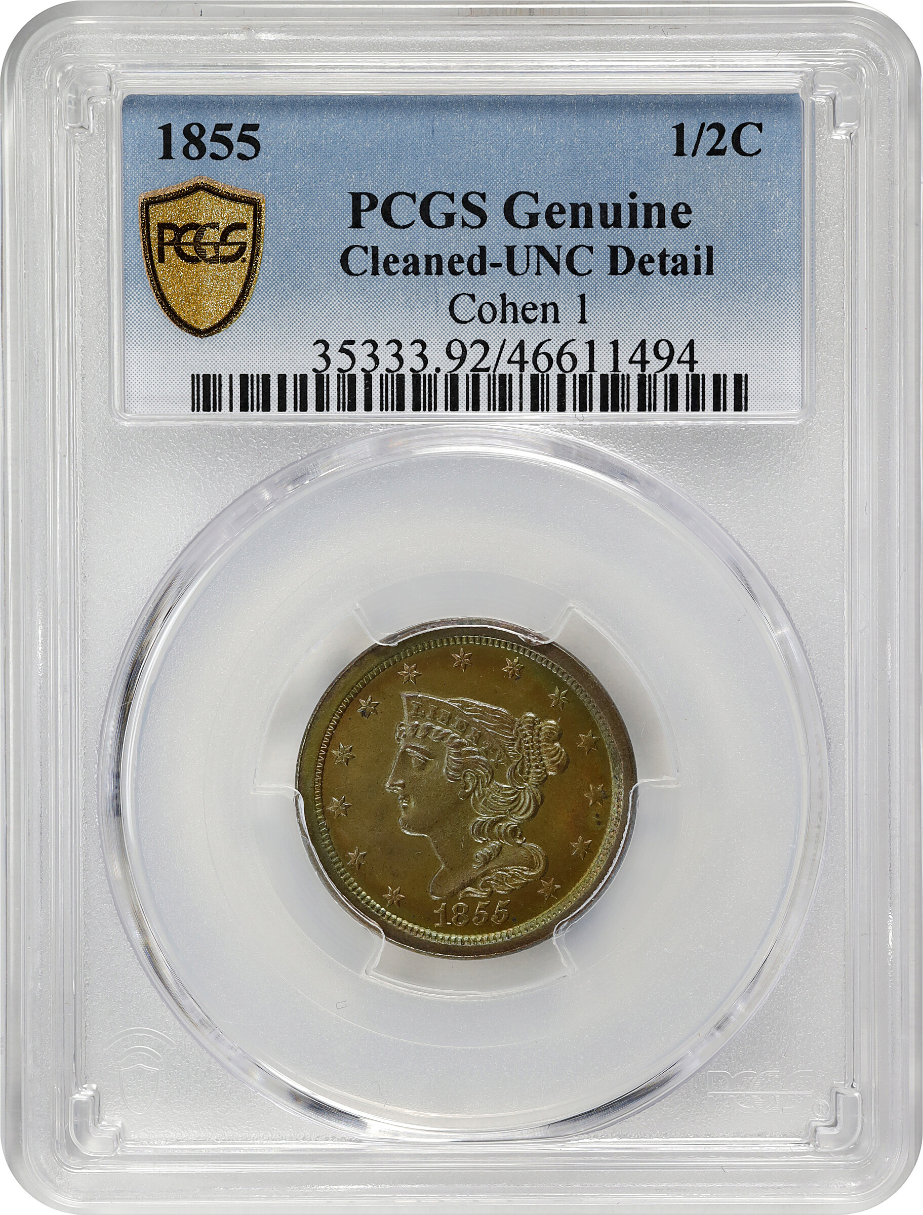 1855 1/2c C-1 MS BN G4 BN thumbnail 3