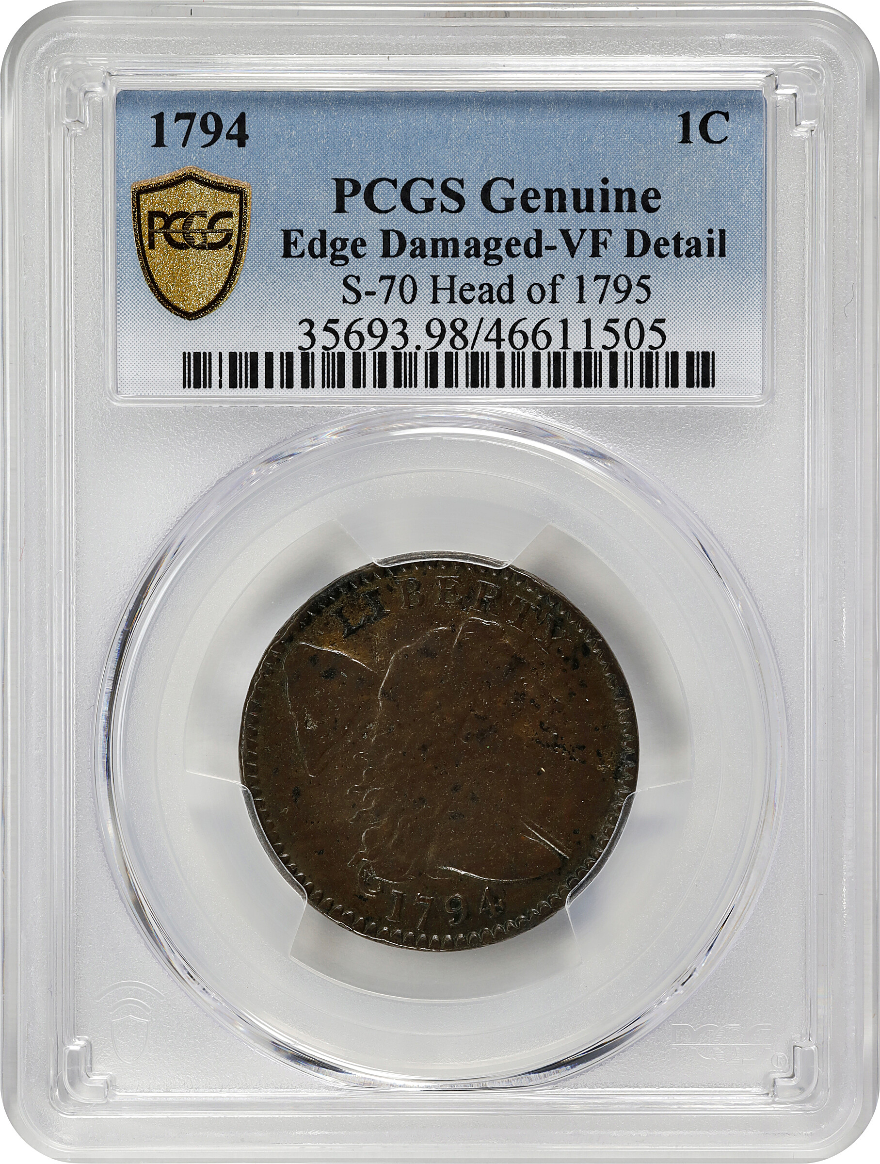 1794 1c Head of 1795, S-70  MS BN thumbnail 16