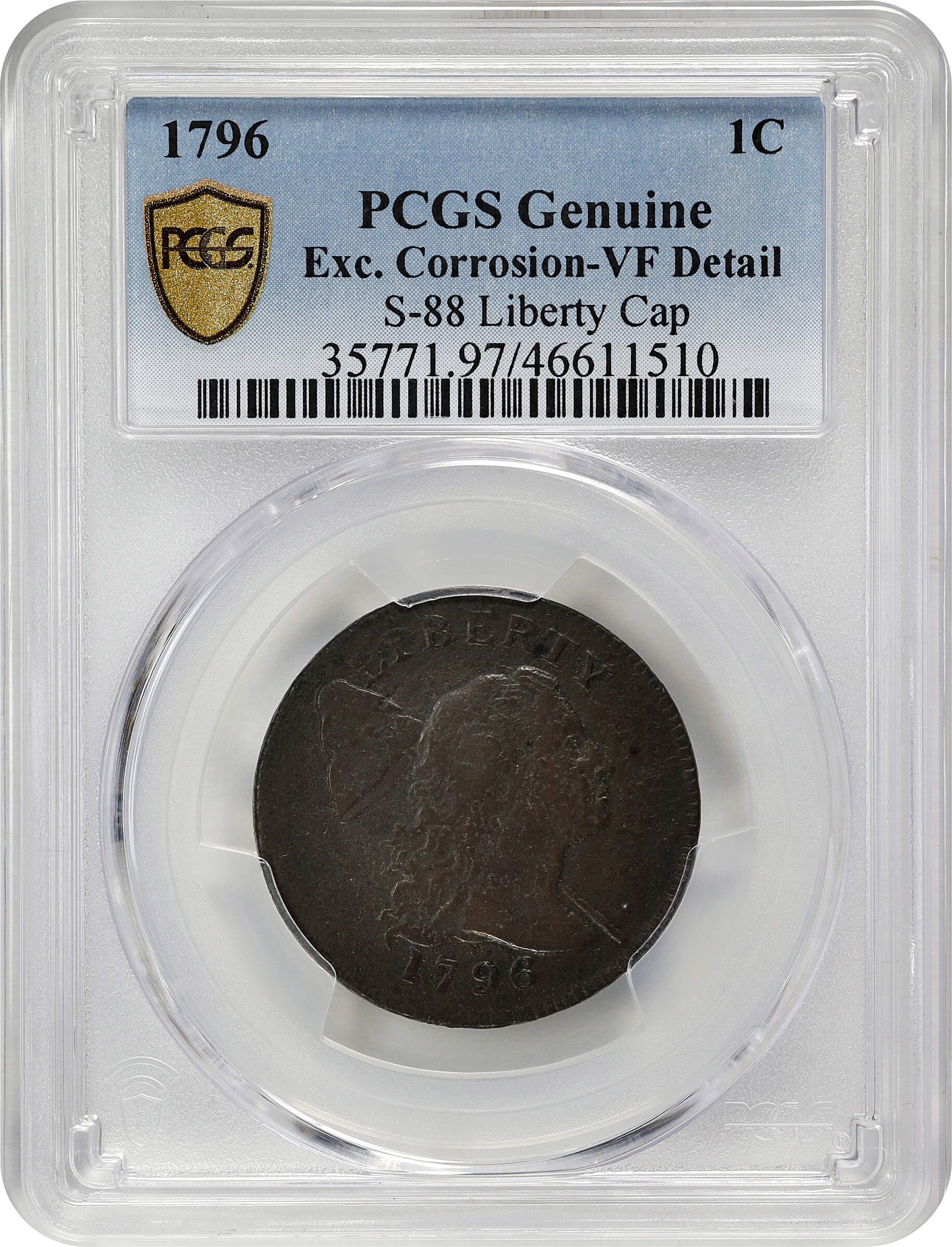1796 1c Liberty Cap, S-88  MS BN thumbnail 15