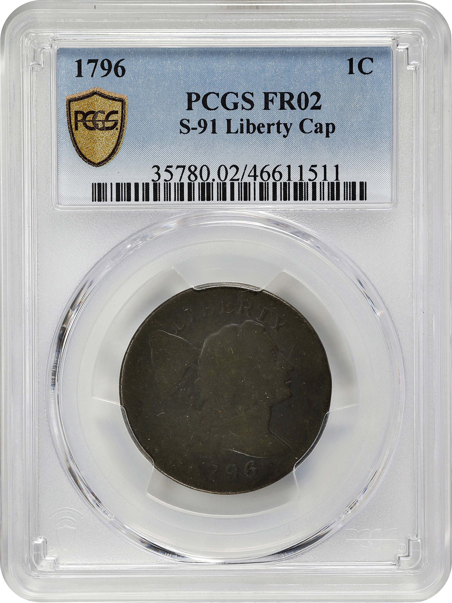 1796 1c Liberty Cap, S-91  MS BN thumbnail 13