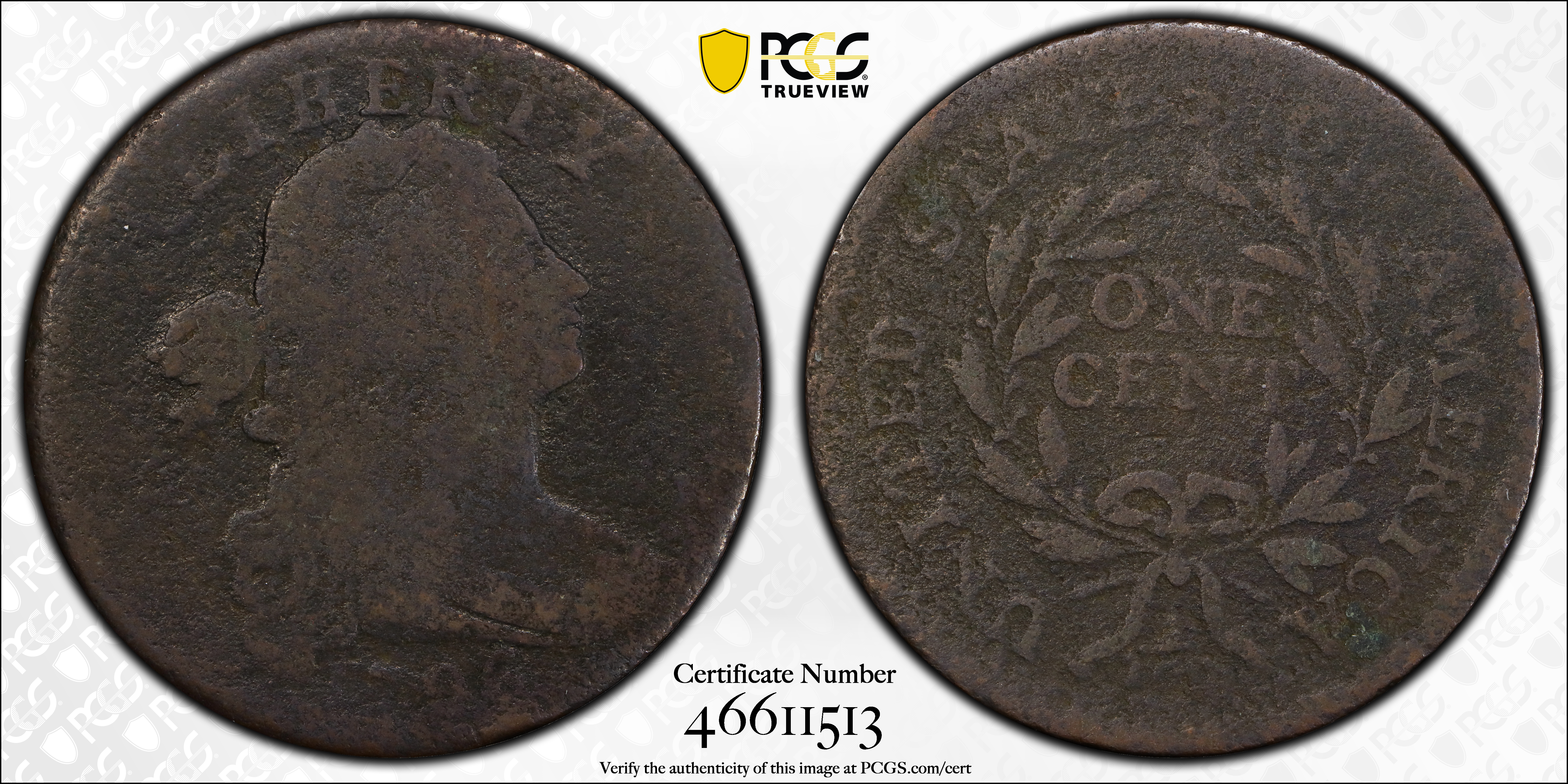 1796 1c LIHERTY, Rev of 1794, S-103  MS BN thumbnail 12