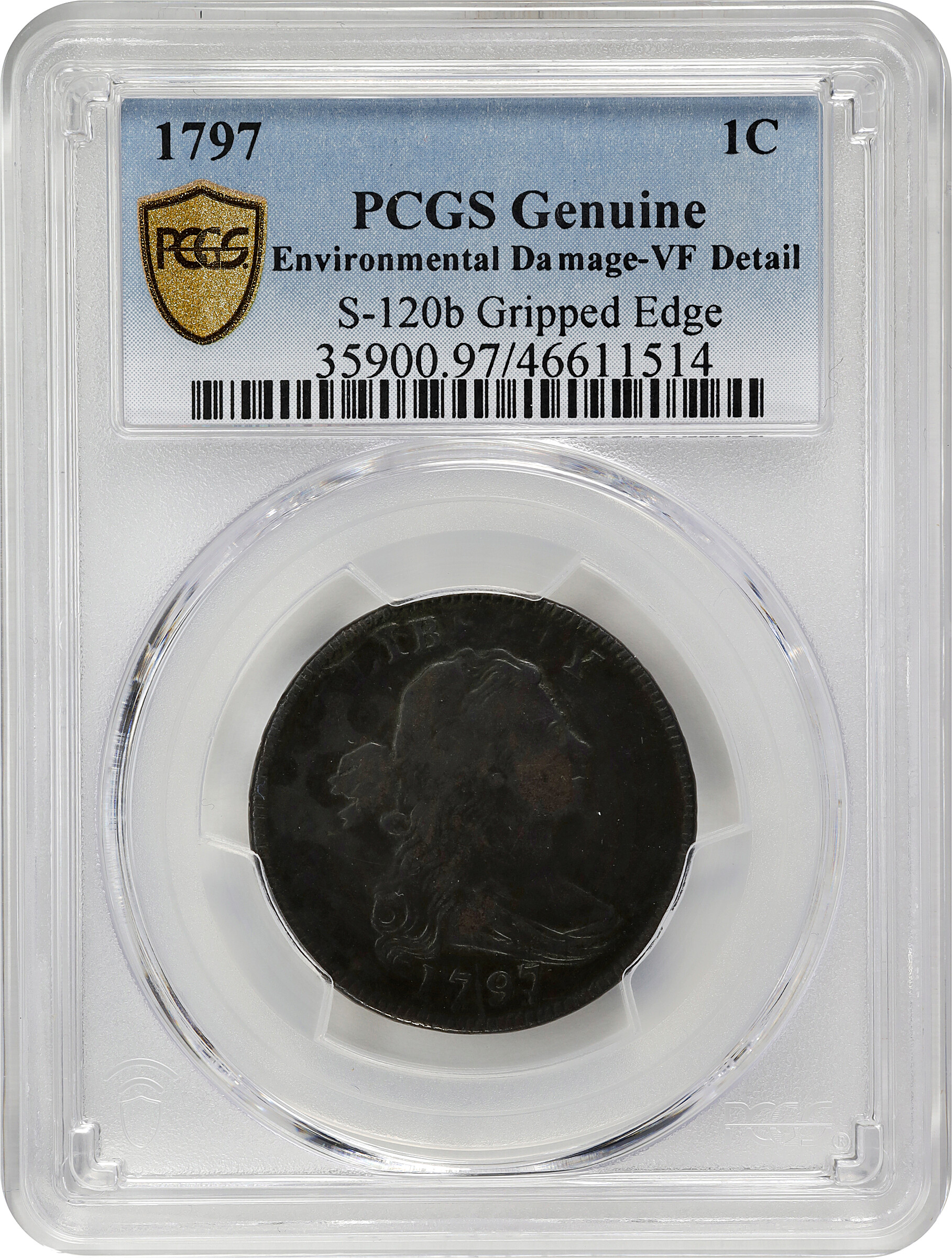 1797 1c Reverse of 1795, Gripped Edge, S-120b  MS BN thumbnail 16