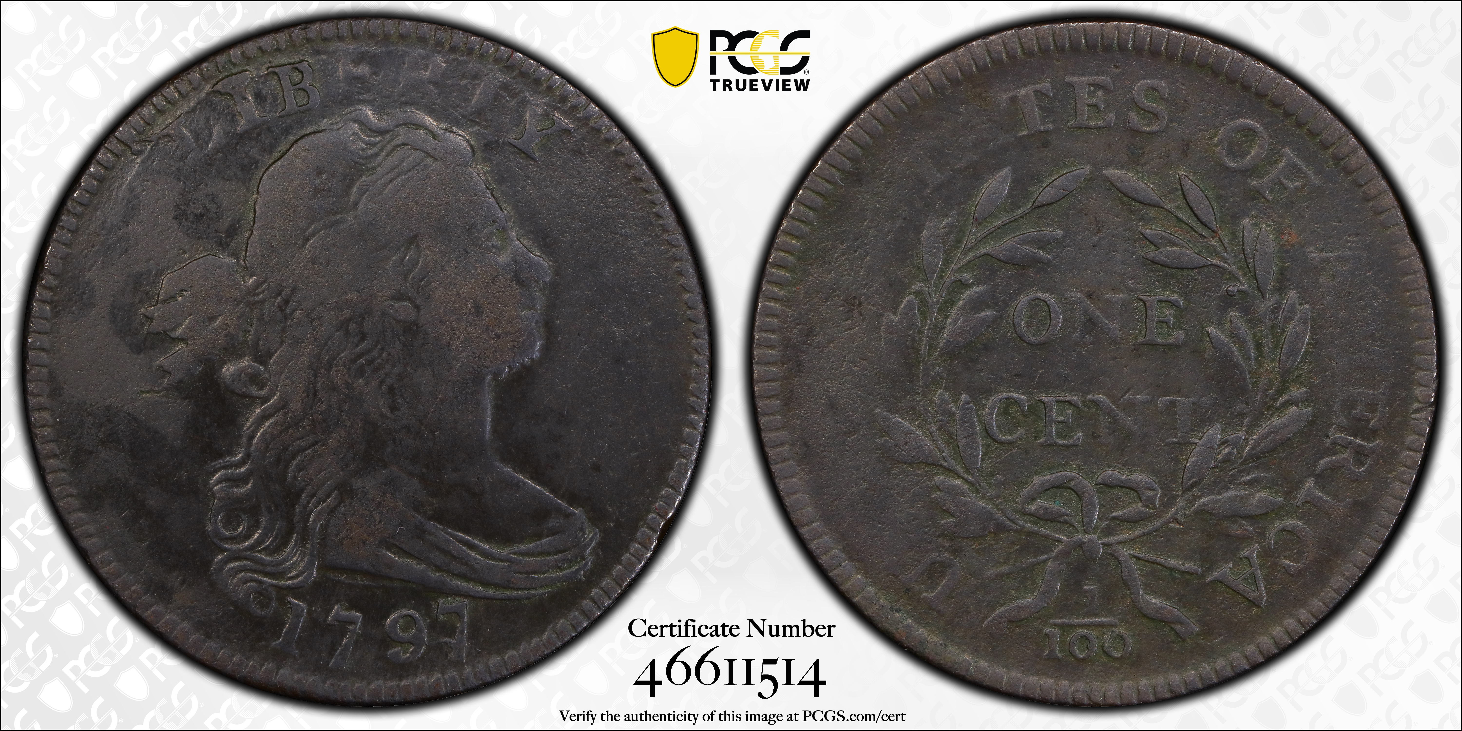 1797 1c Reverse of 1795, Gripped Edge, S-120b  MS BN thumbnail 14