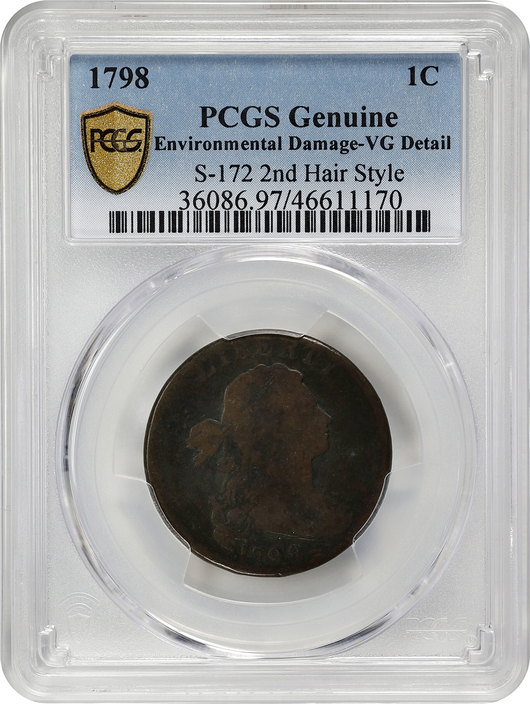 1798 1c 2nd Hair Style, S-172  MS BN thumbnail 9