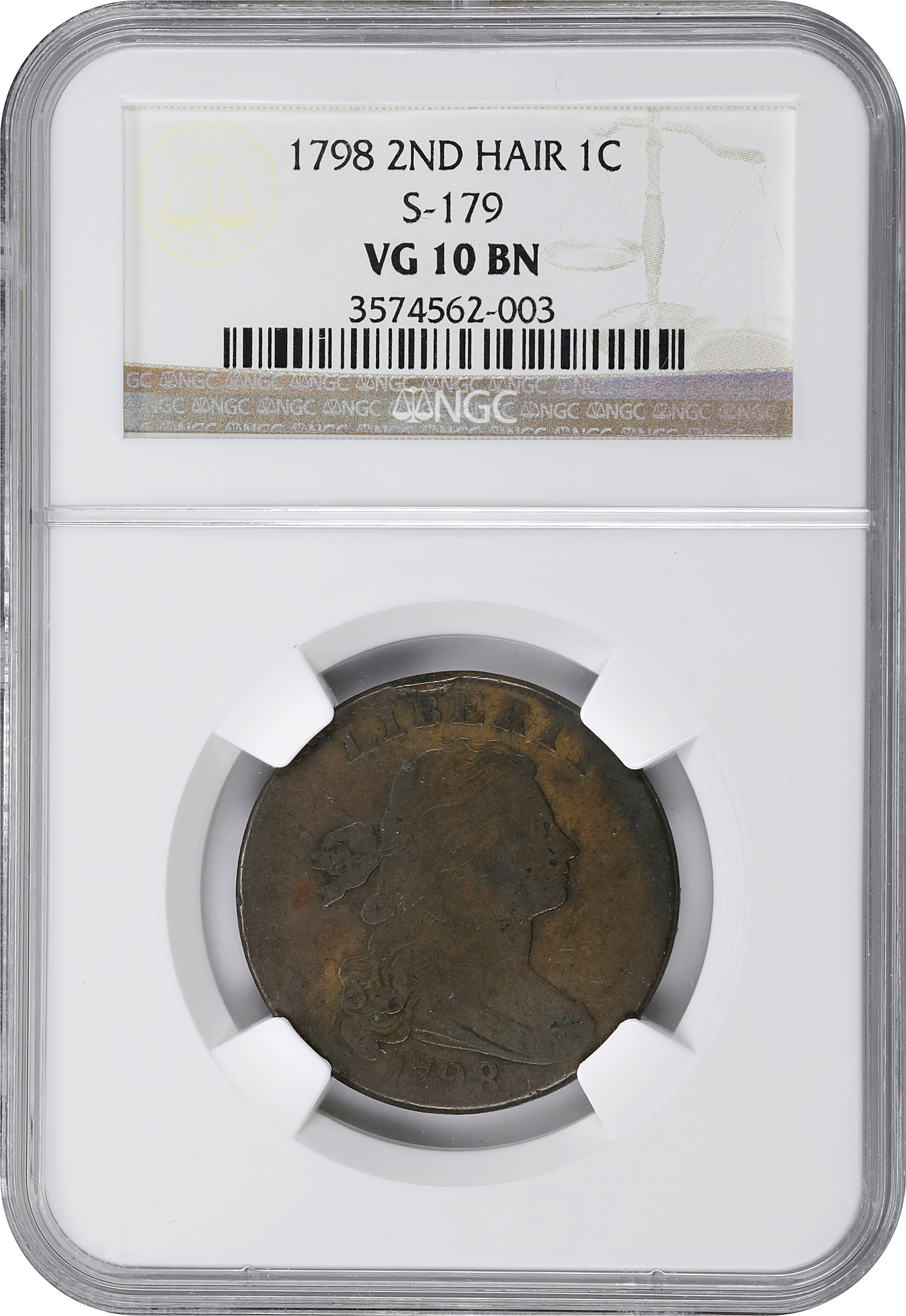 1798 1c 2nd Hair Style, S-179  MS BN AG2 BN CAC thumbnail 22