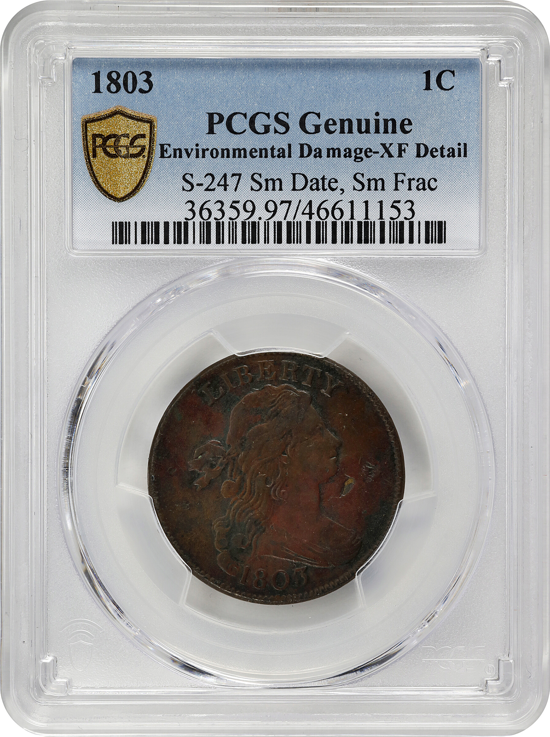 1803 1c Small Date, Small Fraction, S-247  MS BN thumbnail 11