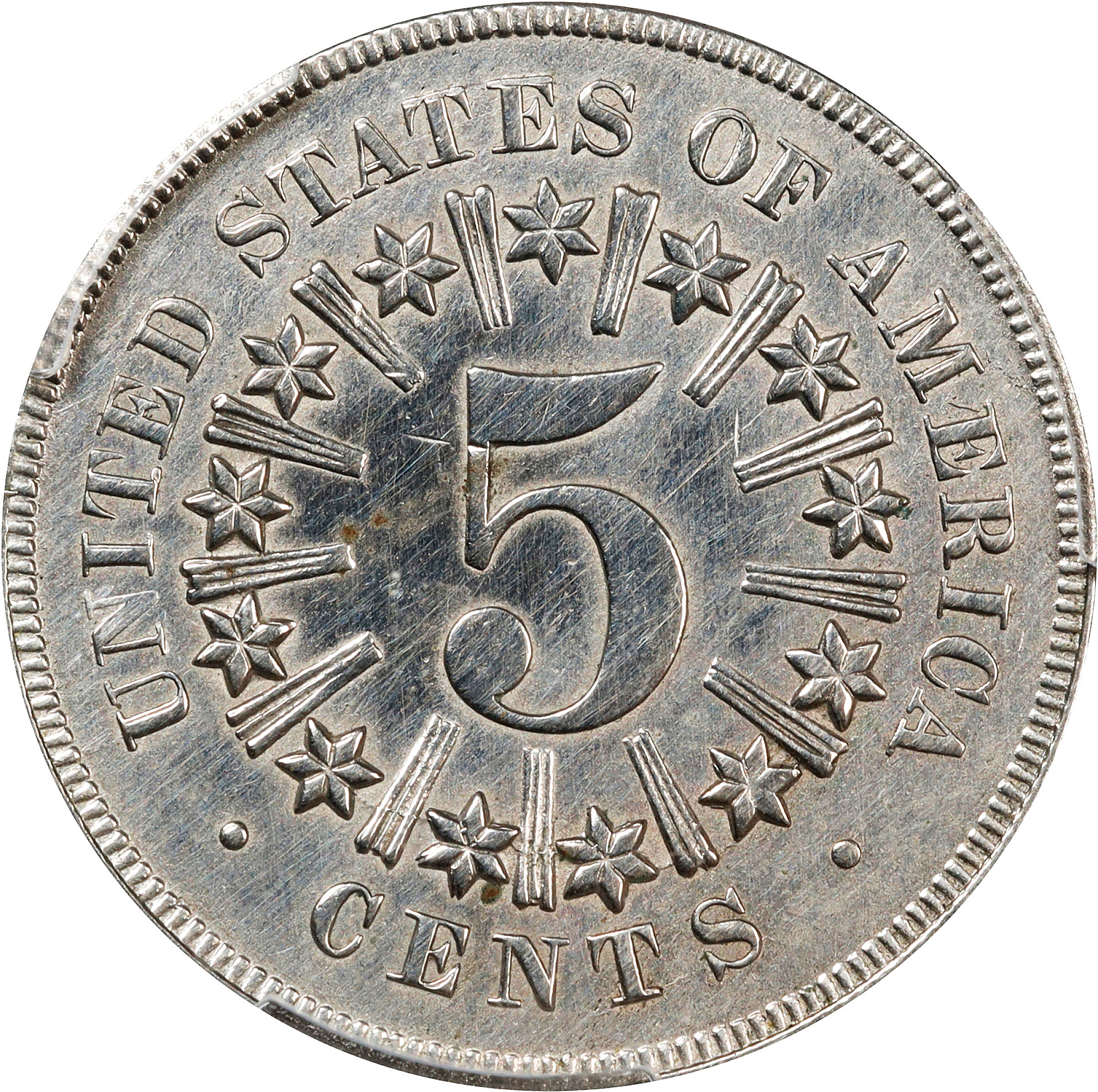 1866/1866 5c Rays, Repunched Date, FS-301 G4 CAC thumbnail 2