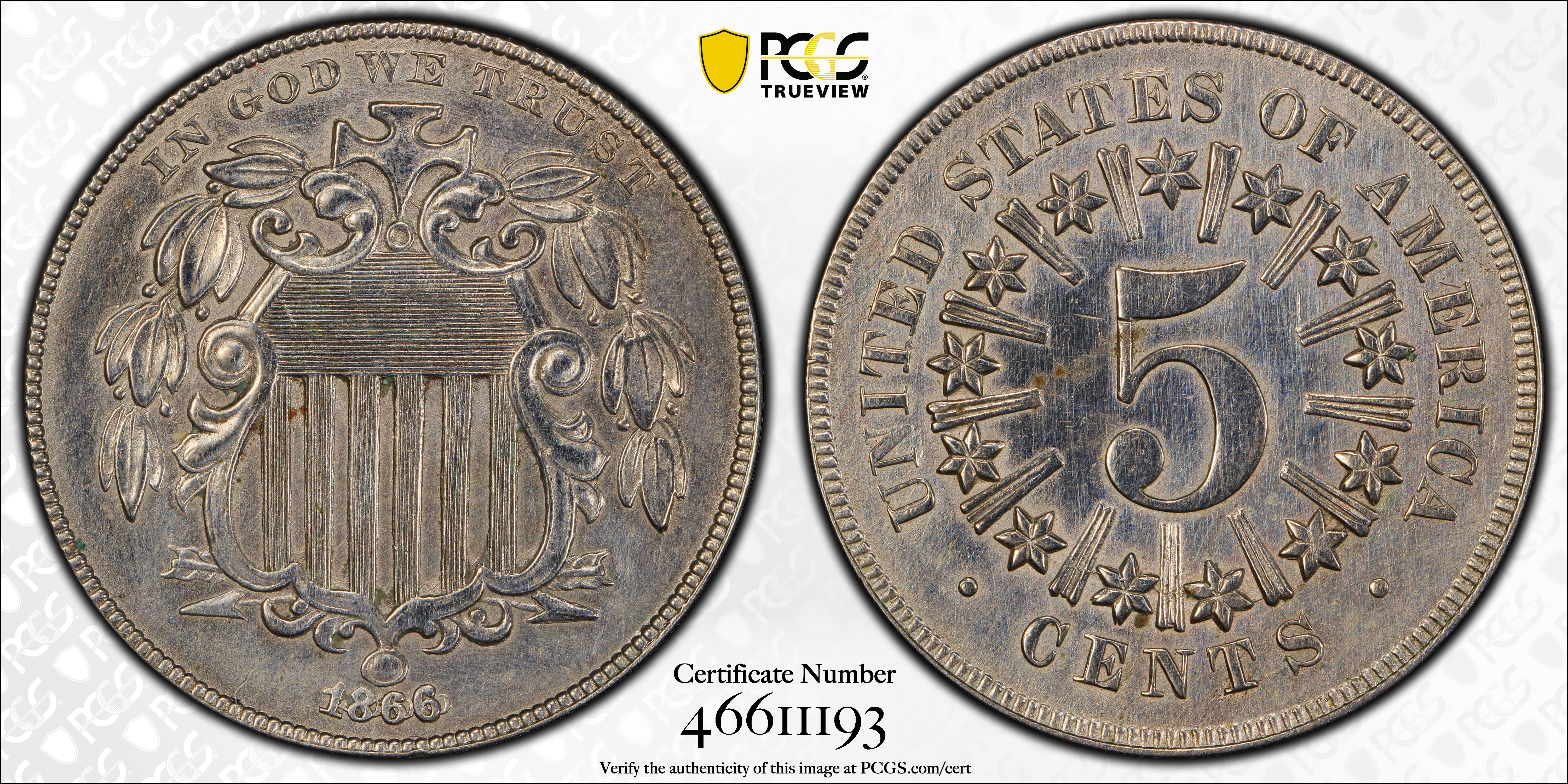 1866/1866 5c Rays, Repunched Date, FS-301 MS thumbnail 8