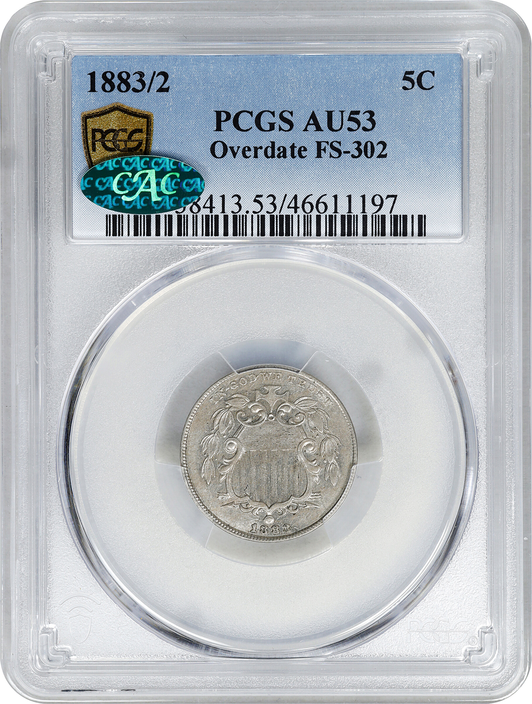 1883/2 5c Shield, Overdate, FS-302 MS thumbnail 20