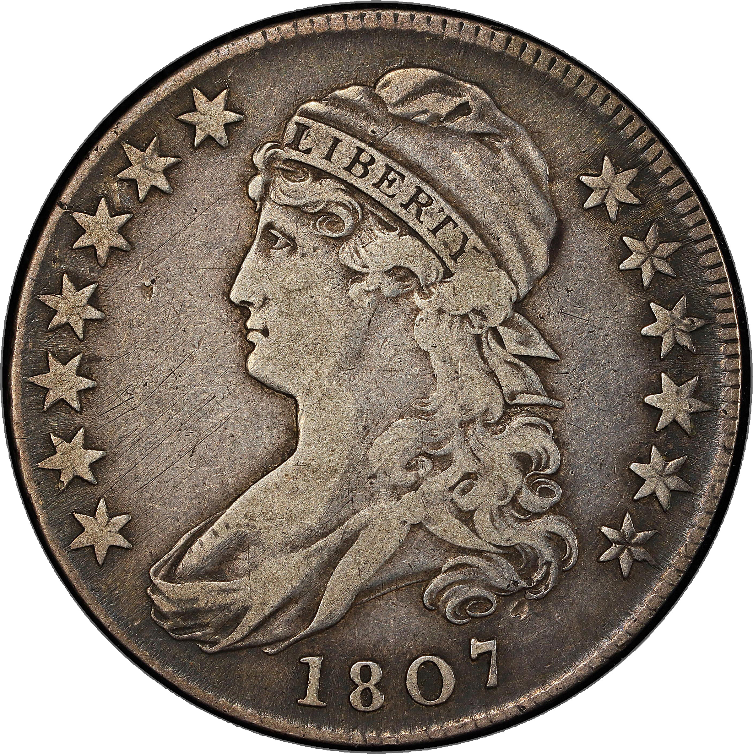 1807 Capped Bust Half Dollar. O-112. Large Stars, 50/20. VF Details--Cleaned (PCGS).