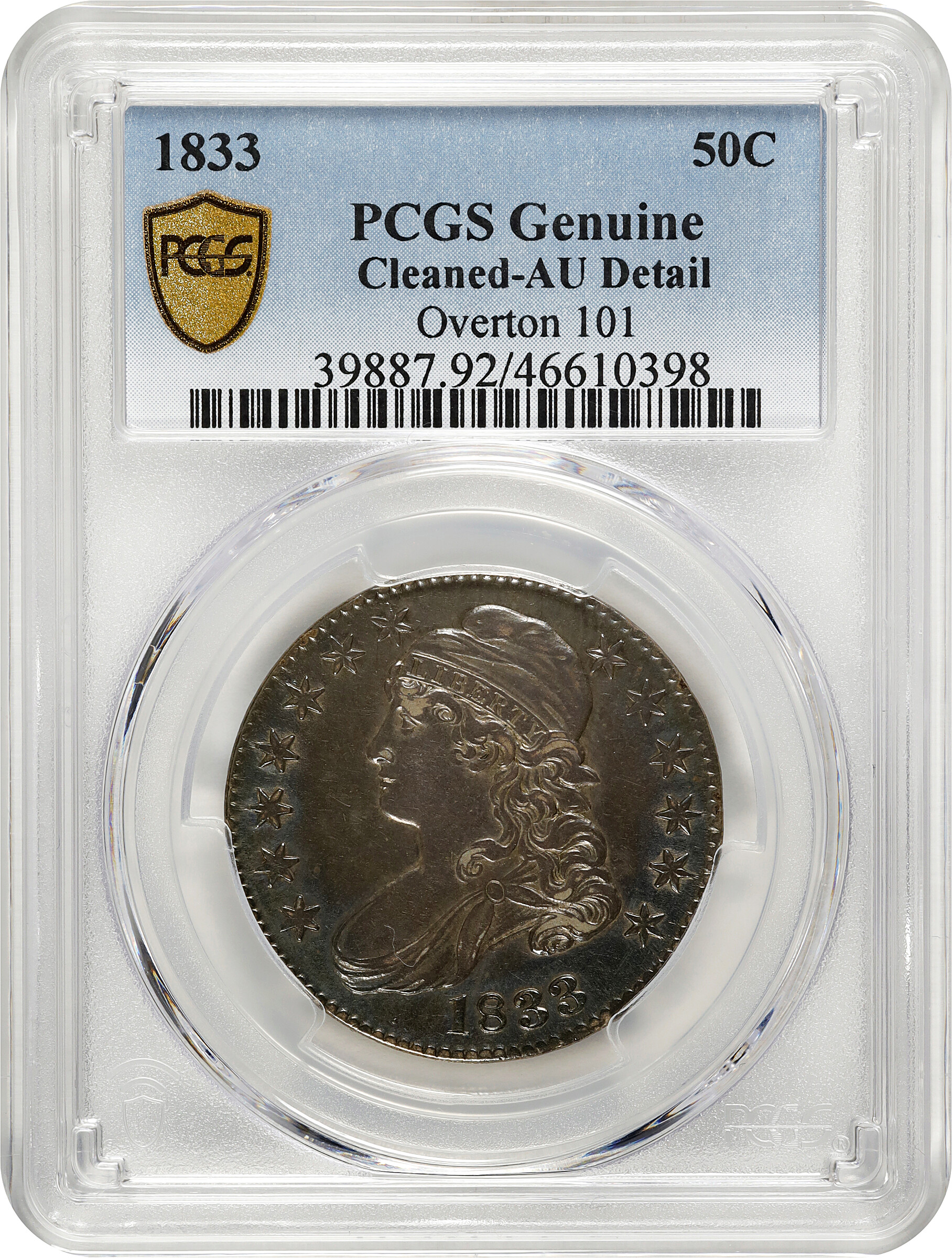 1833 50c O-101 G6 CAC thumbnail 3