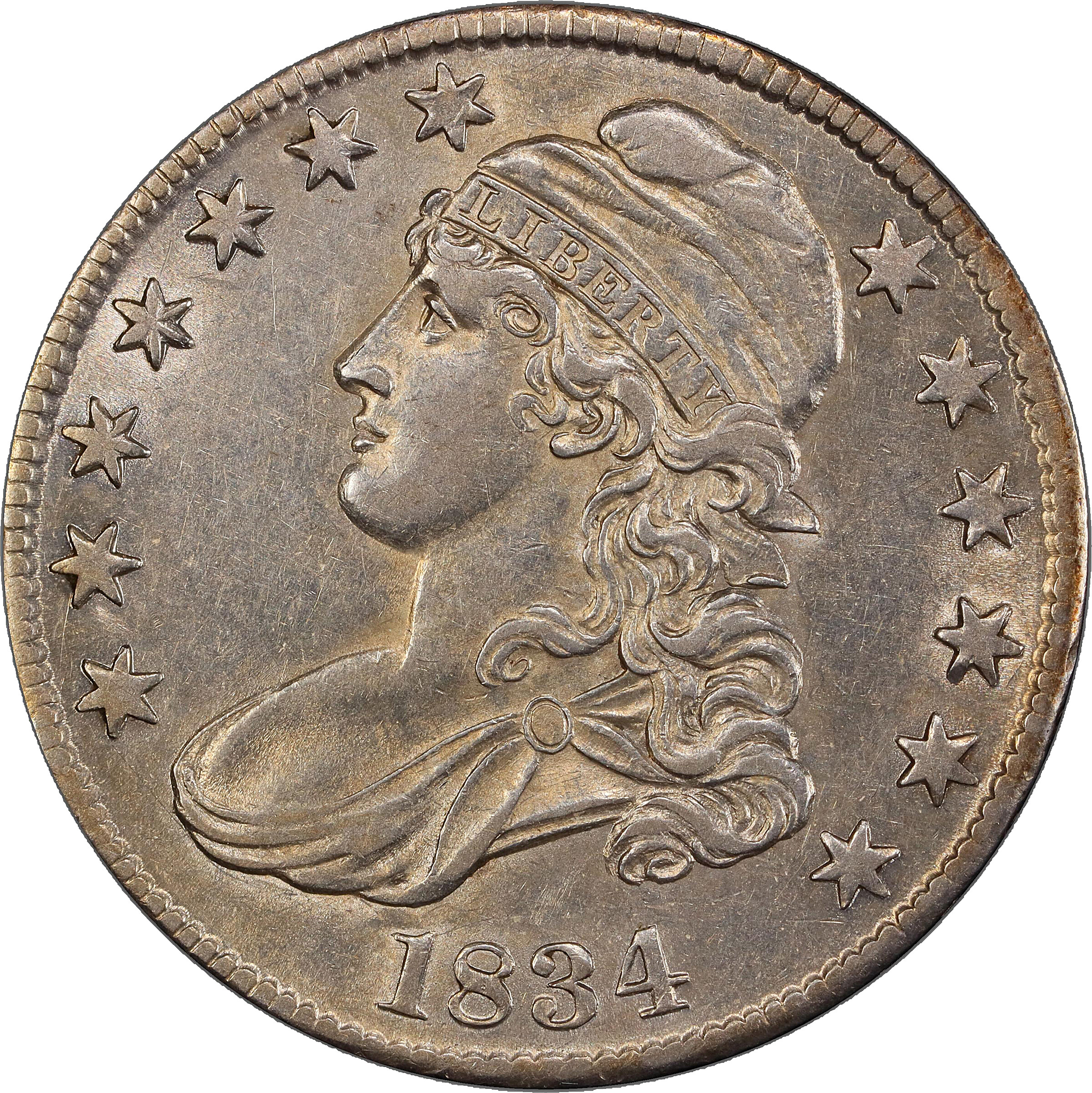 1834 Capped Bust Half Dollar. O-108. Large Date, Small Letters. AU-53 (PCGS).