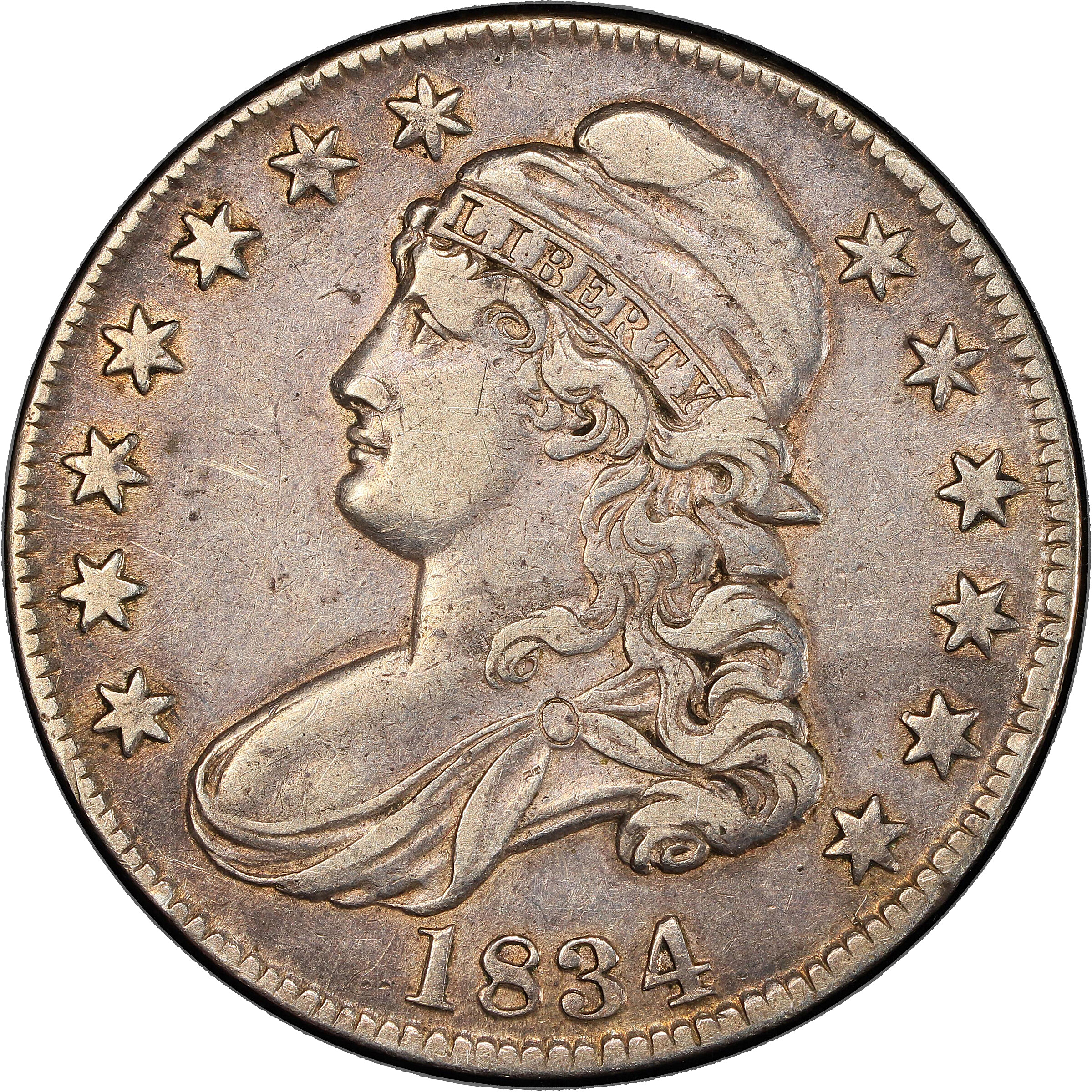 1834 Capped Bust Half Dollar. O-104. Large Date, Small Letters. EF-40 (PCGS).