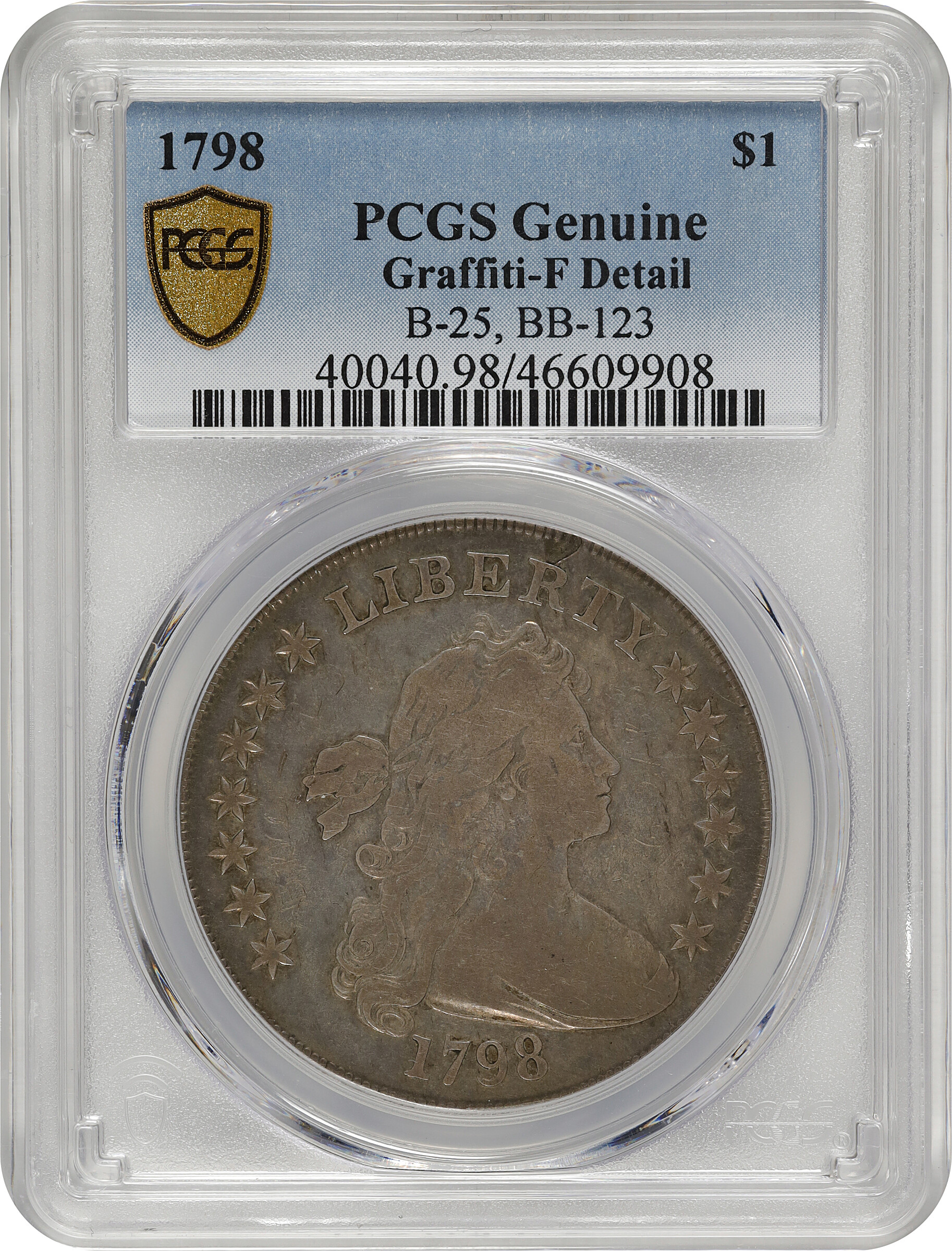 1798 $1  Large Eagle, Pointed 9, Close Date, B-25, BB-123 VG10 thumbnail 13