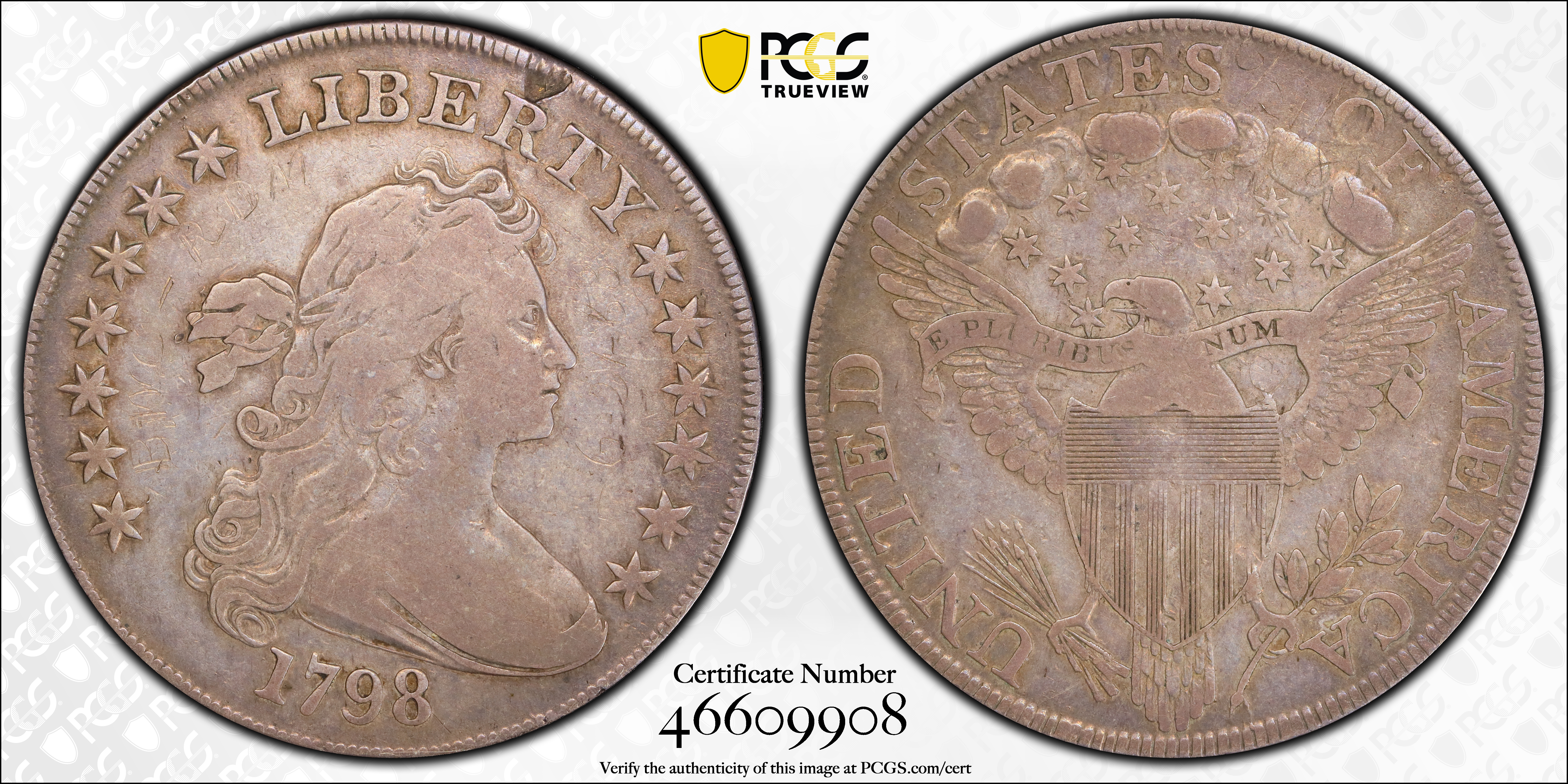 1798 $1  Large Eagle, Pointed 9, Close Date, B-25, BB-123 MS thumbnail 9