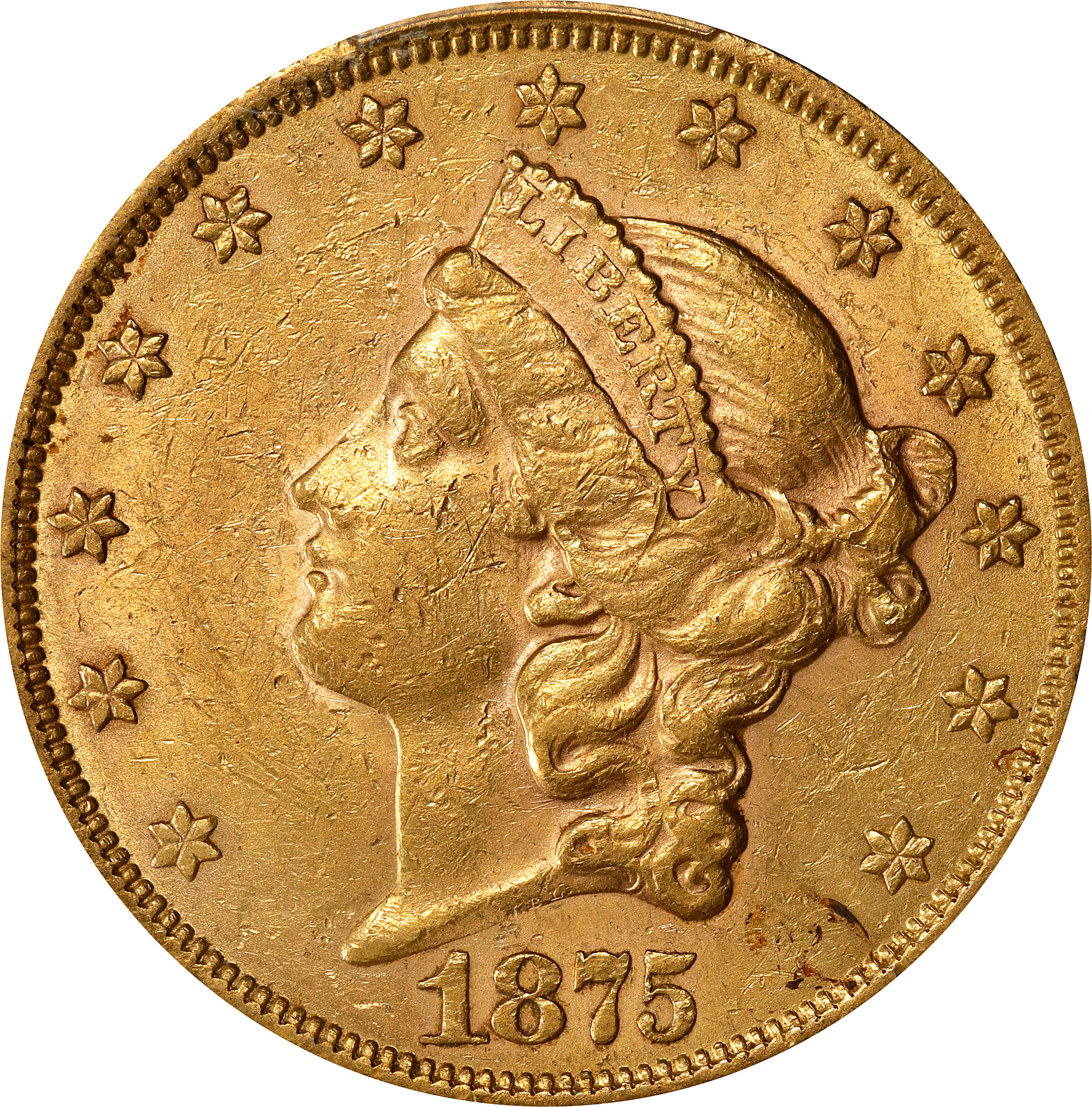 1875 Liberty Head Double Eagle. AU-55 (PCGS).