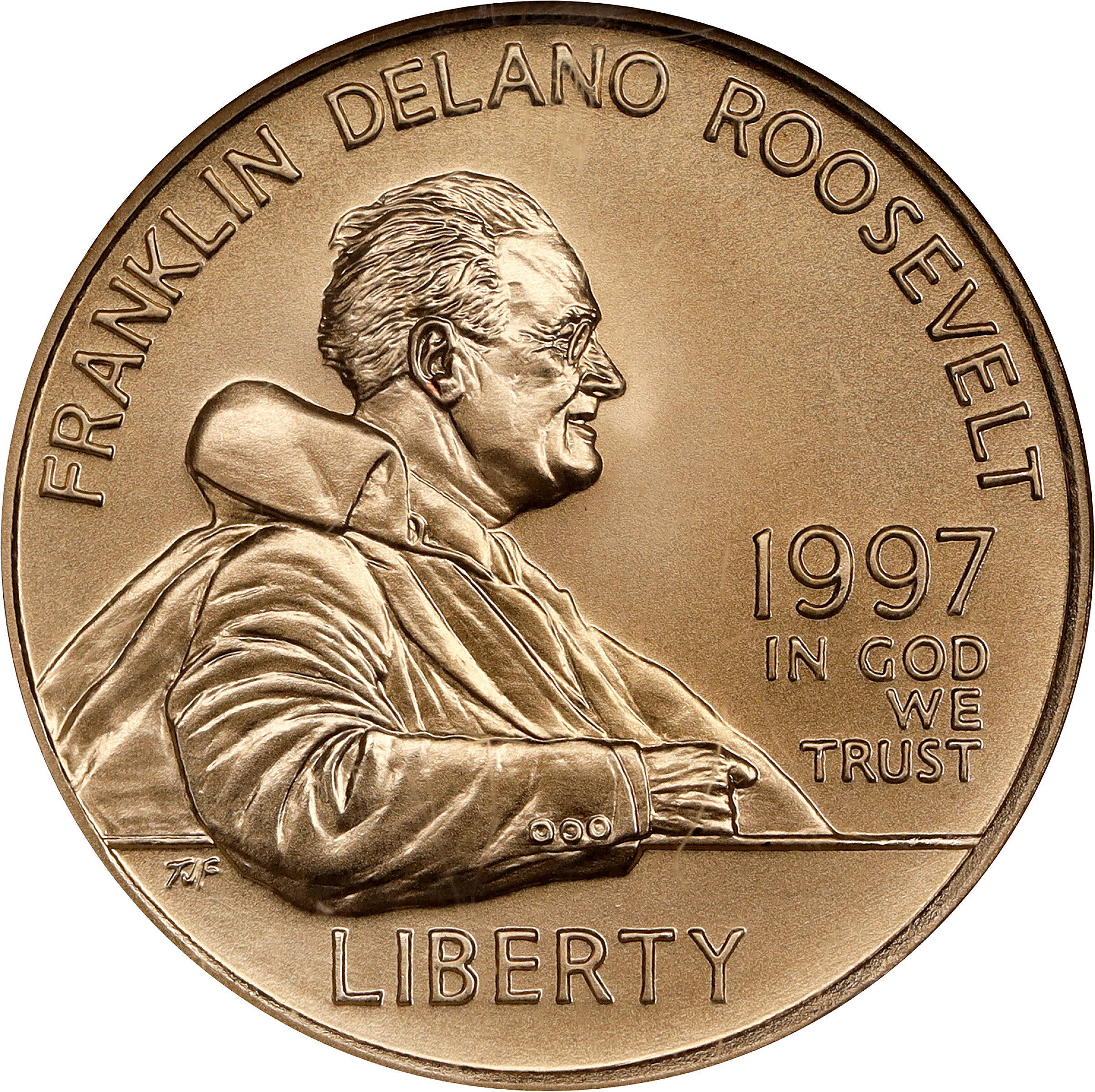 1997-W Franklin D. Roosevelt Gold $5. MS-69 (NGC).