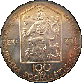 1990 100 Ko Proof, Countermarked "SBČS 500" PR