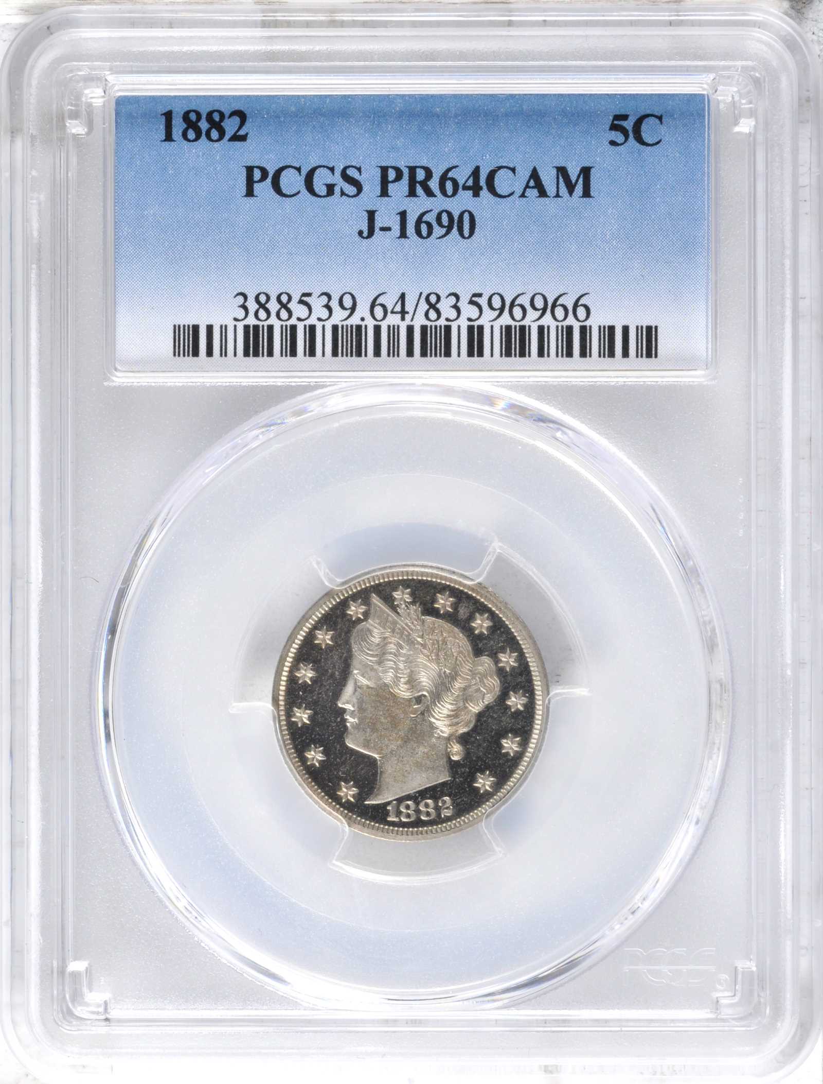 1882 P5c Nickel, J-1690 PR CAM PR67 CAM CAC thumbnail 26