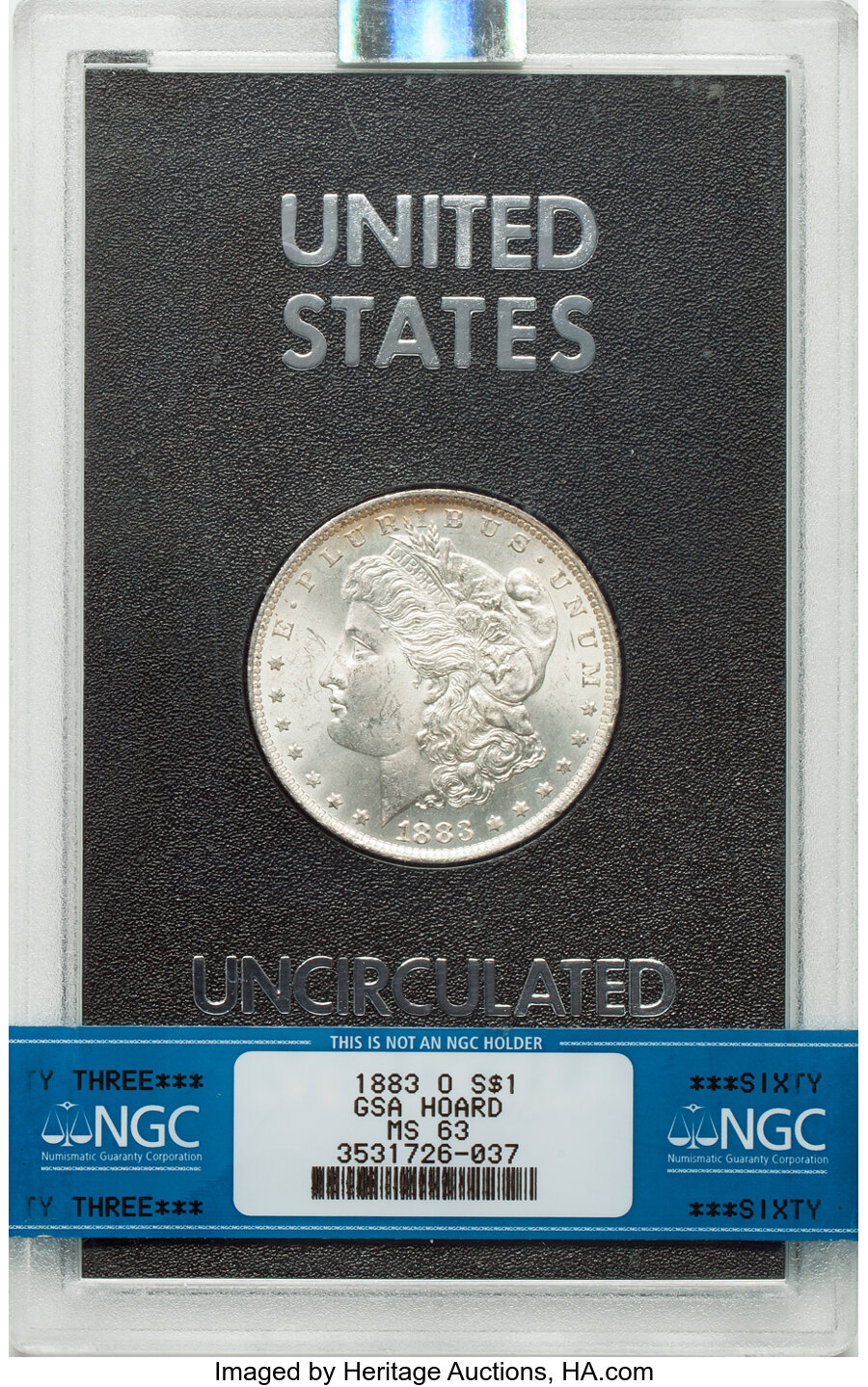 1883-O $1 GSA Hoard MS63 NGC. NGC Census: (138/93). PCGS Population: (10/13). CDN: $250 Whsle. Bid for NGC/PCGS MS63. Minta...