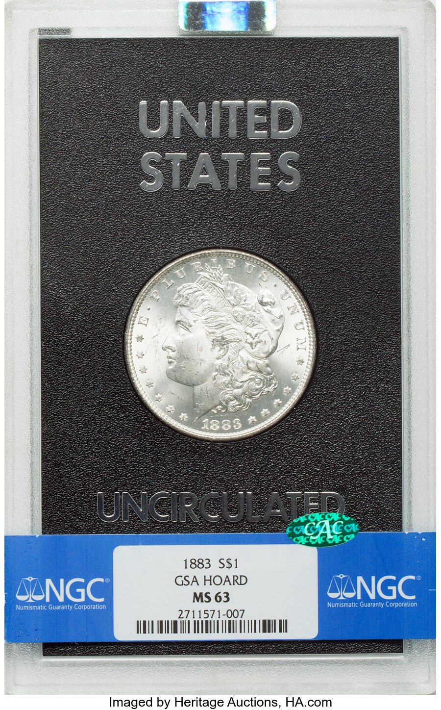 1883 $1 GSA Hoard MS63 NGC. CAC. NGC Census: (16/85). PCGS Population: (1/7). CDN: $400 Whsle. Bid for NGC/PCGS MS63. Minta...