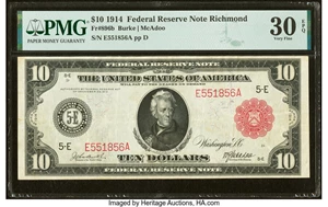 image for: Fr. 896b $10 1914 Red Seal Federal Reserve Note PMG Very Fine 30 EPQ....