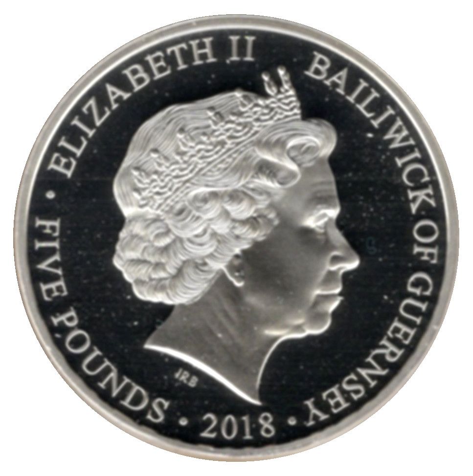 2018 £5 Proof, in set with Jersey and Isle of Man PR