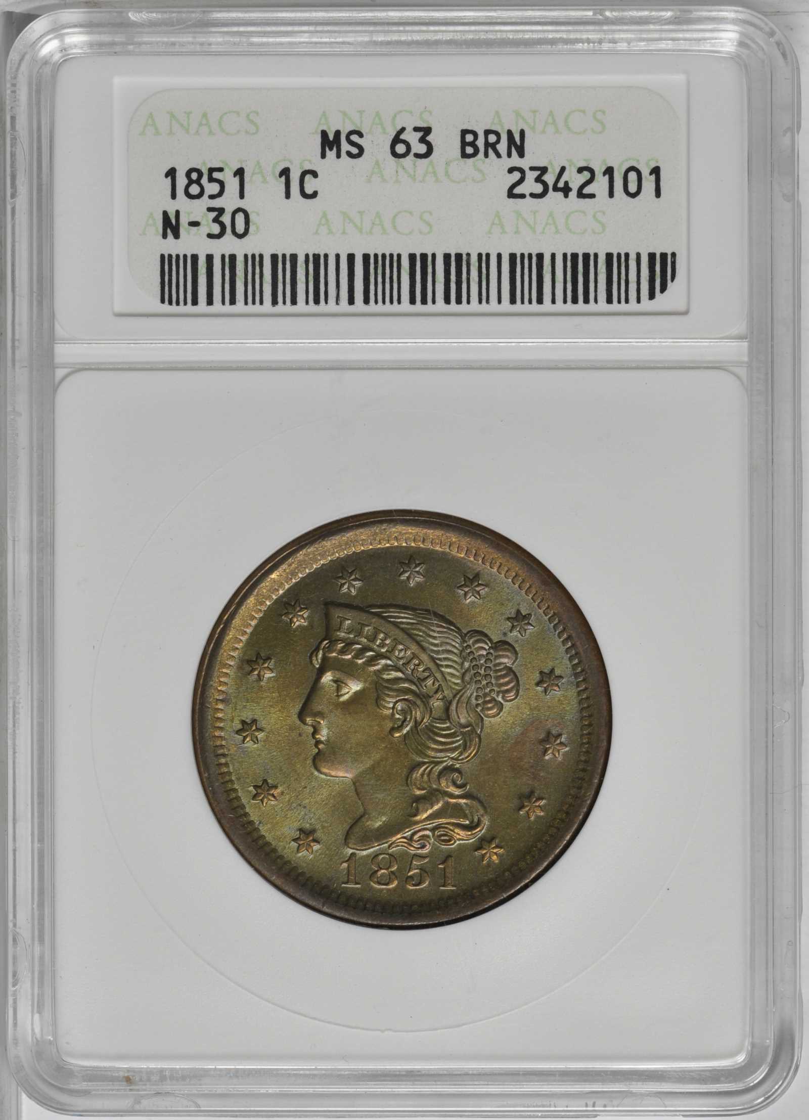 1851 1c MS RD MS62 RD thumbnail 4