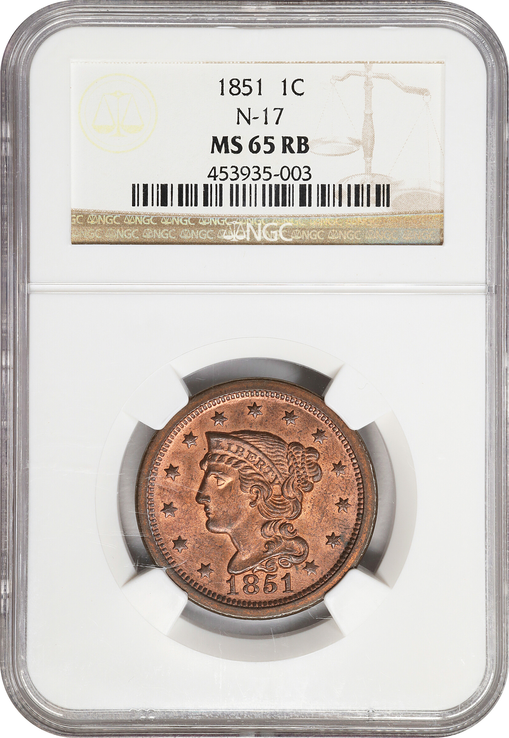 1851 1c MS RD MS66 RD thumbnail 7