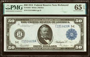 image for: Fr. 1043 $50 1914 Federal Reserve Note PMG Gem Uncirculated 65 EPQ....