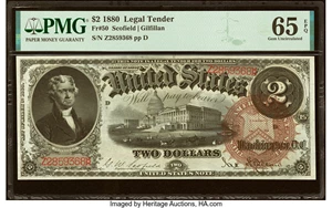 image for: Fr. 50 $2 1880 Legal Tender PMG Gem Uncirculated 65 EPQ....