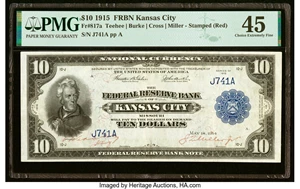 image for: Fr. 817a $10 1915 Federal Reserve Bank Note PMG Choice Extremely Fine 45....