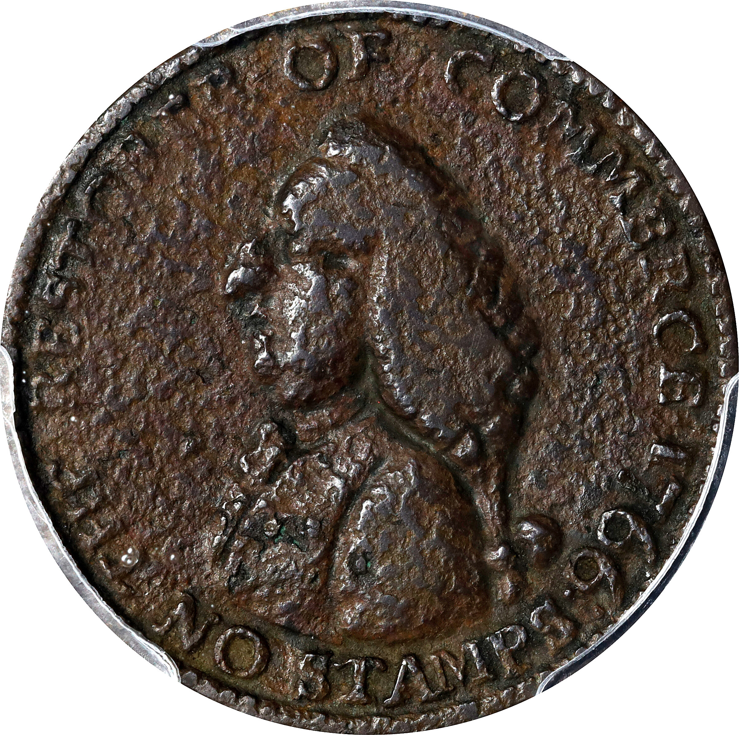1766 Pitt Farthing Token. Betts-520, W-8345. Brass. VF Details--Excessive Corrosion (PCGS).