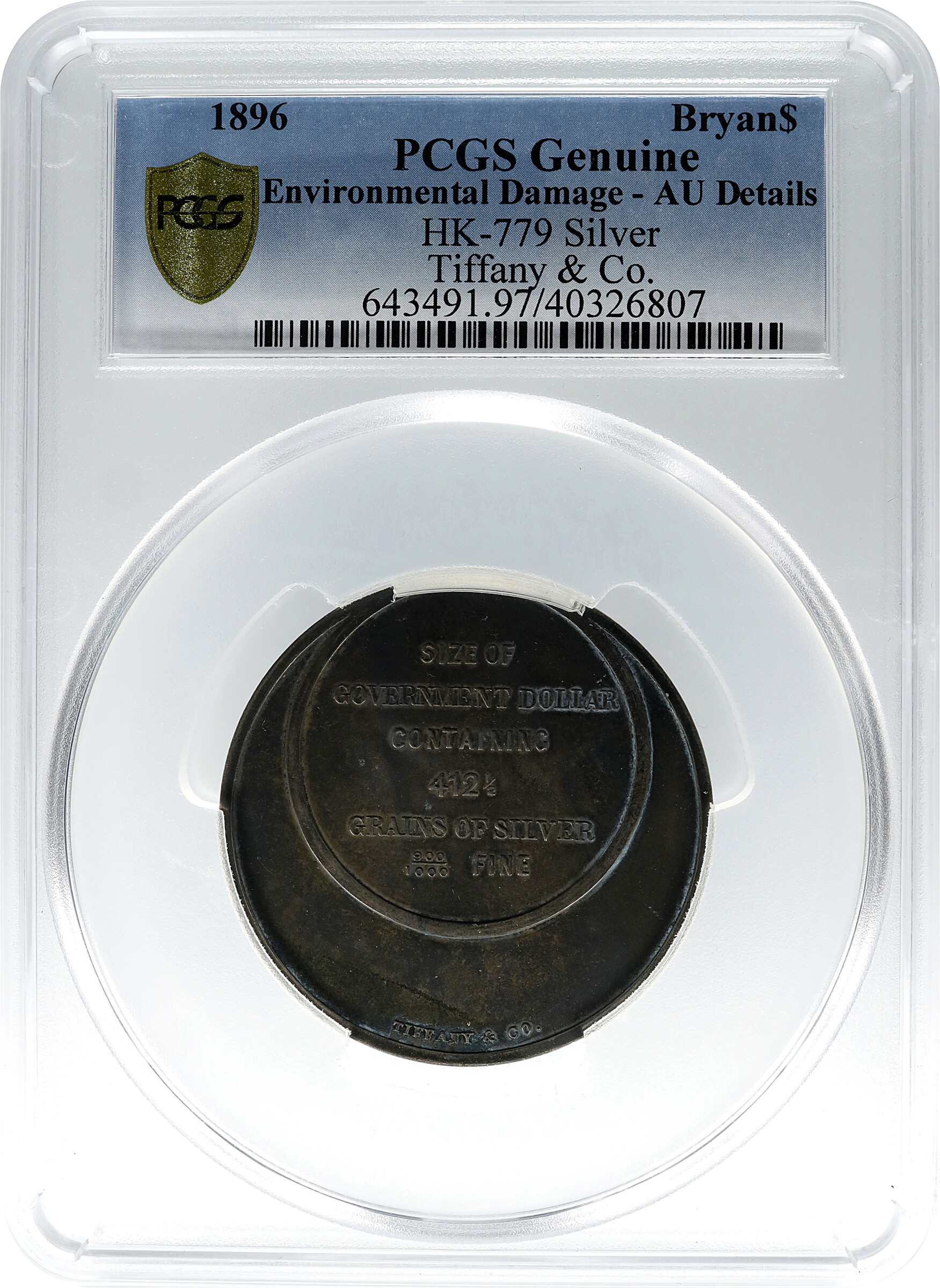 1896 Sep 14 SC$1 Bryant Dollar, 823 gr, 7 lines, Silver, HK-779 VF35 thumbnail 19