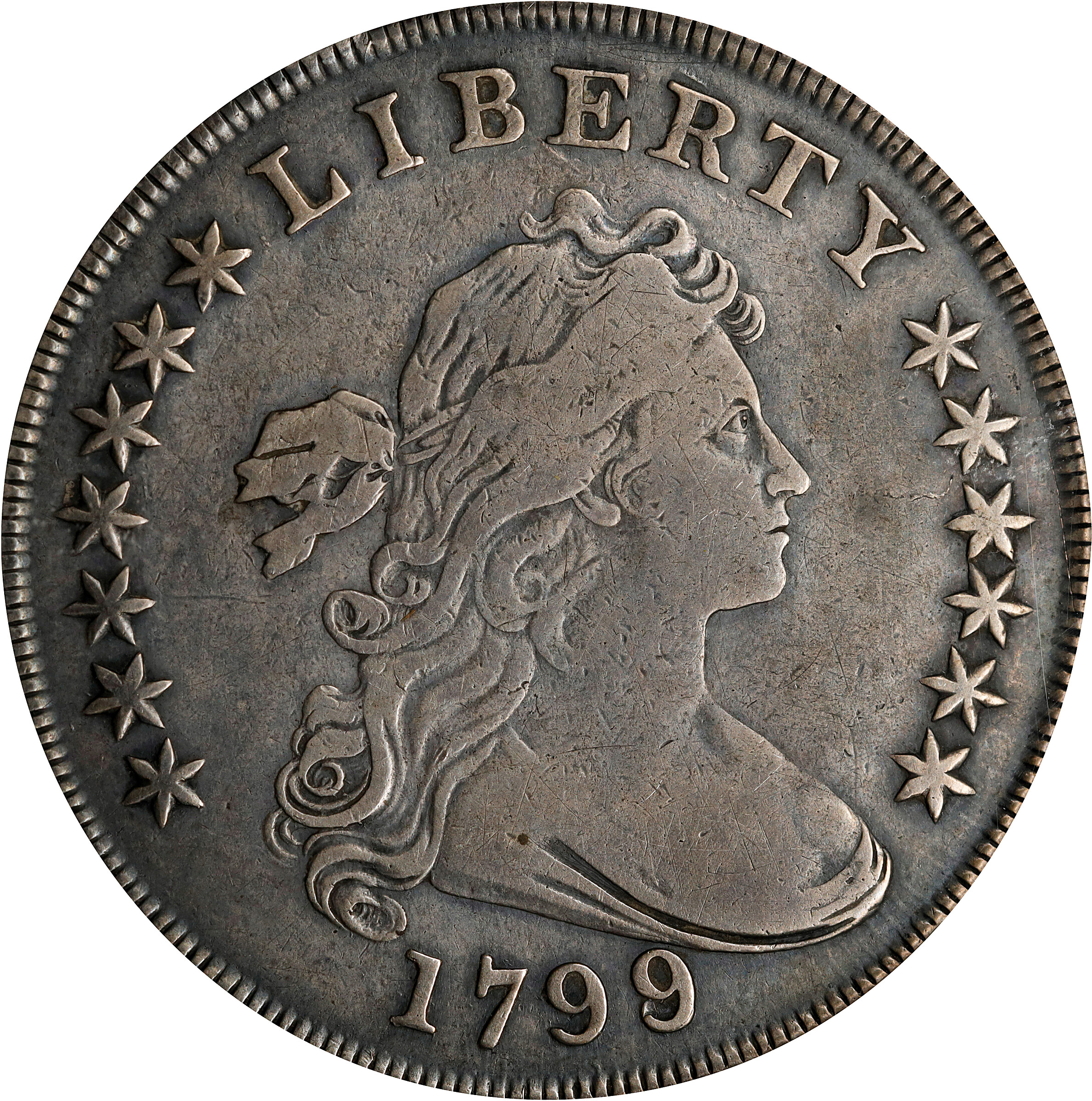 1799/8 Draped Bust Silver Dollar. 15-Star Reverse. VF Details--Cleaned (PCGS).