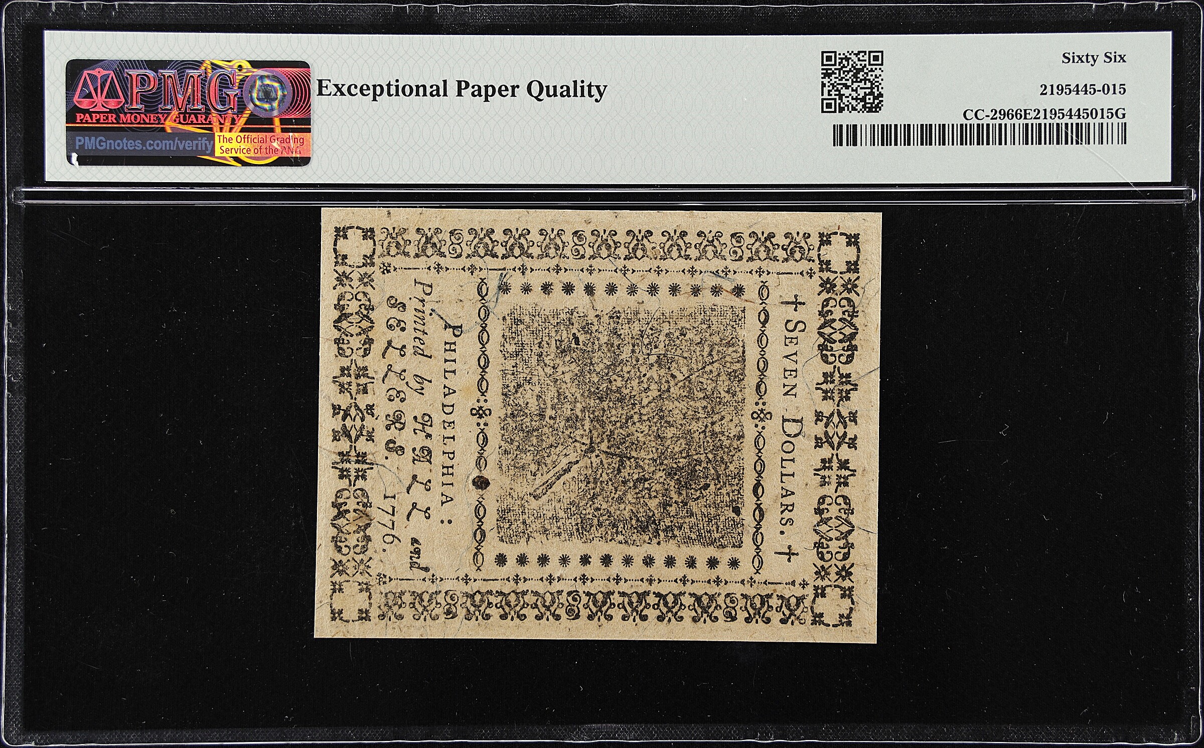Feb 17, 1776 $7  Continental Congress (Fr. CC29) CU66 thumbnail 2