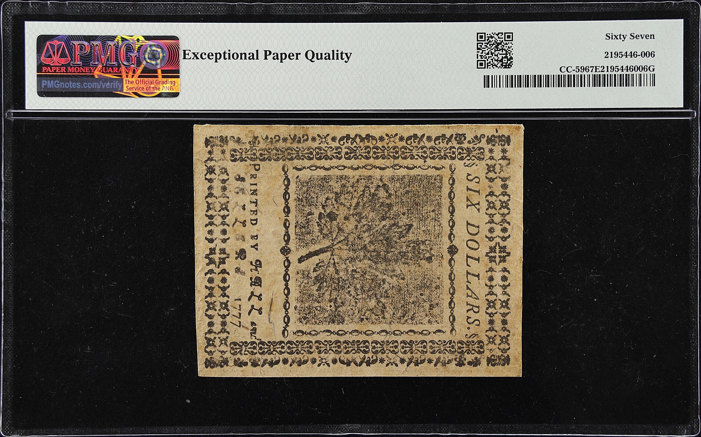 Feb 26, 1777 $6  Continental Congress, Baltimore (Fr. CC59) thumbnail 15