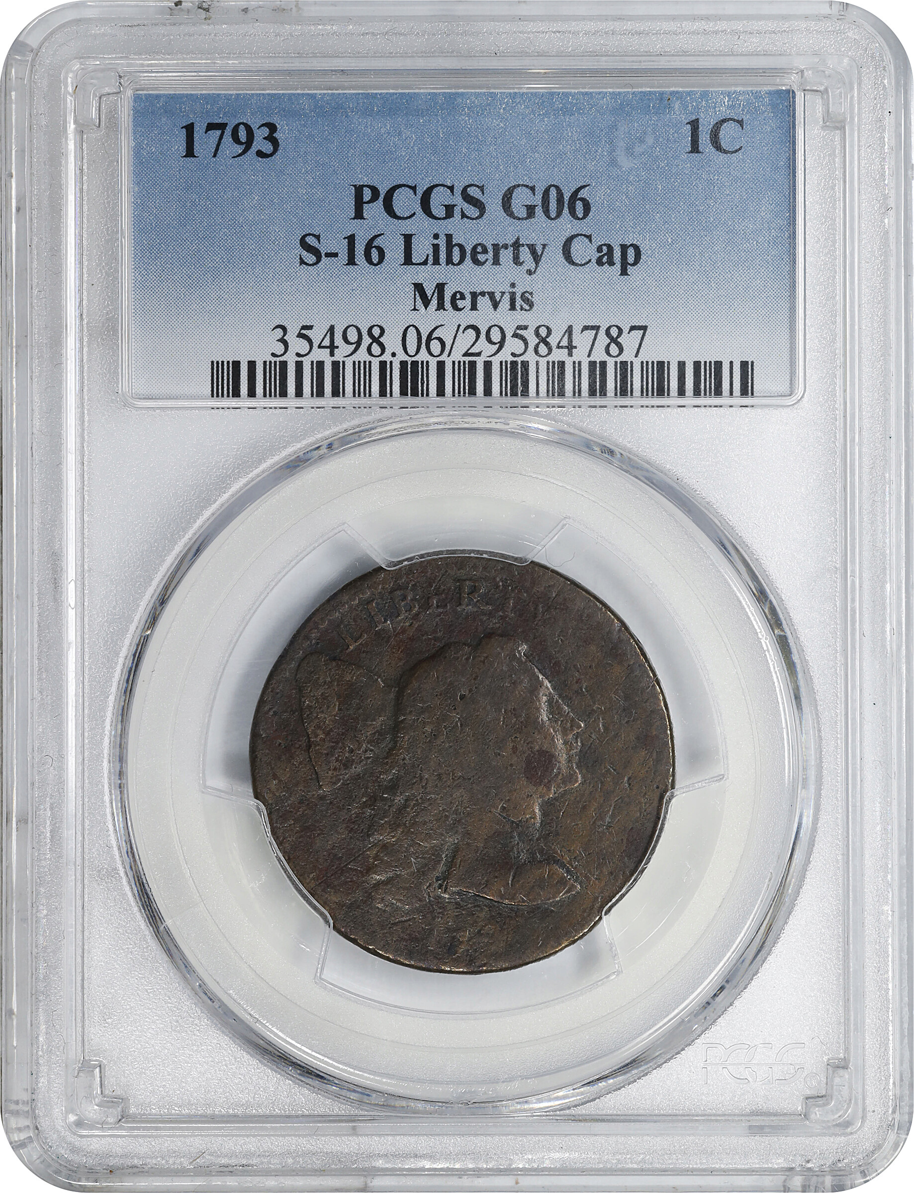 1793 1c Liberty Cap MS BN G6 BN thumbnail 3
