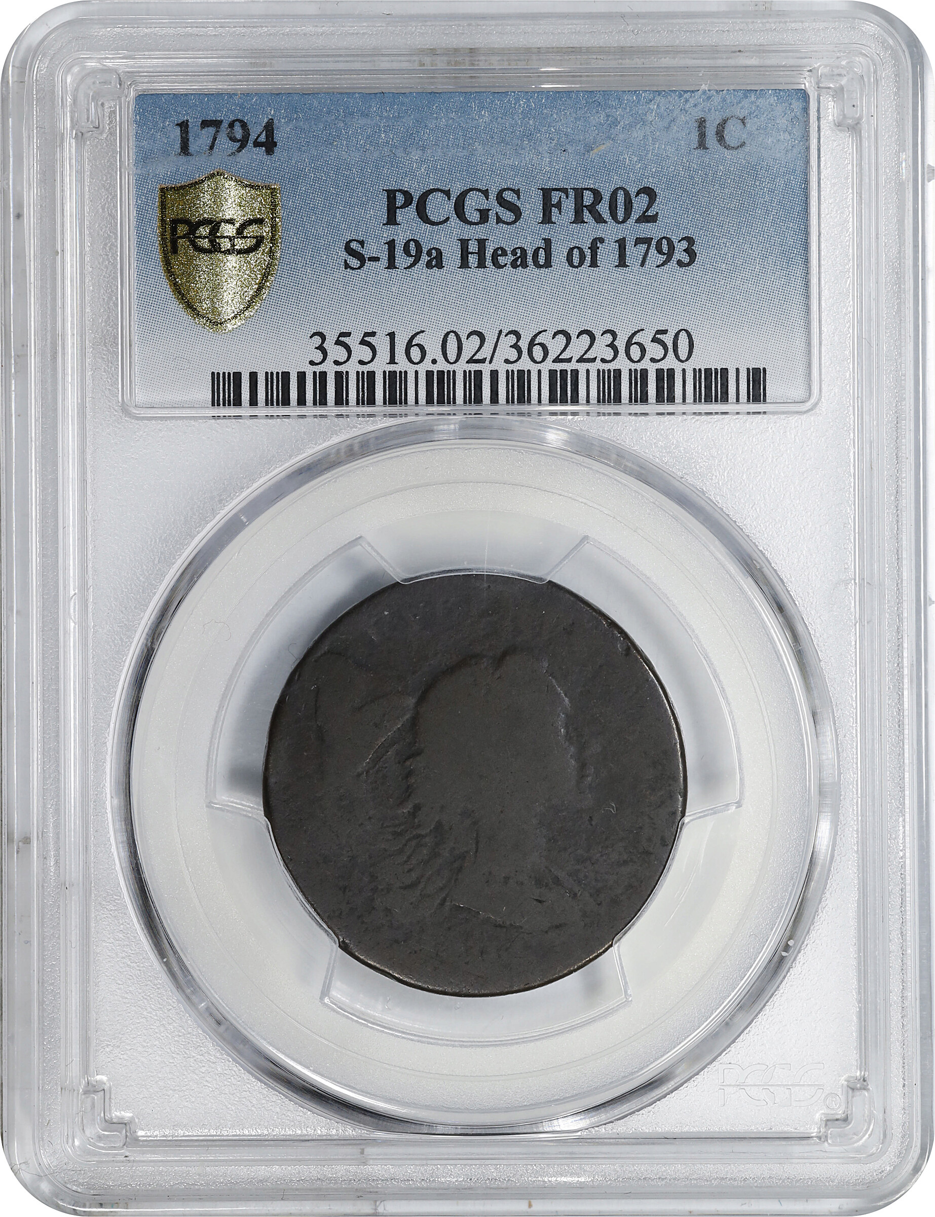 1794 1c Head of 1793, S-19a  MS BN thumbnail 6