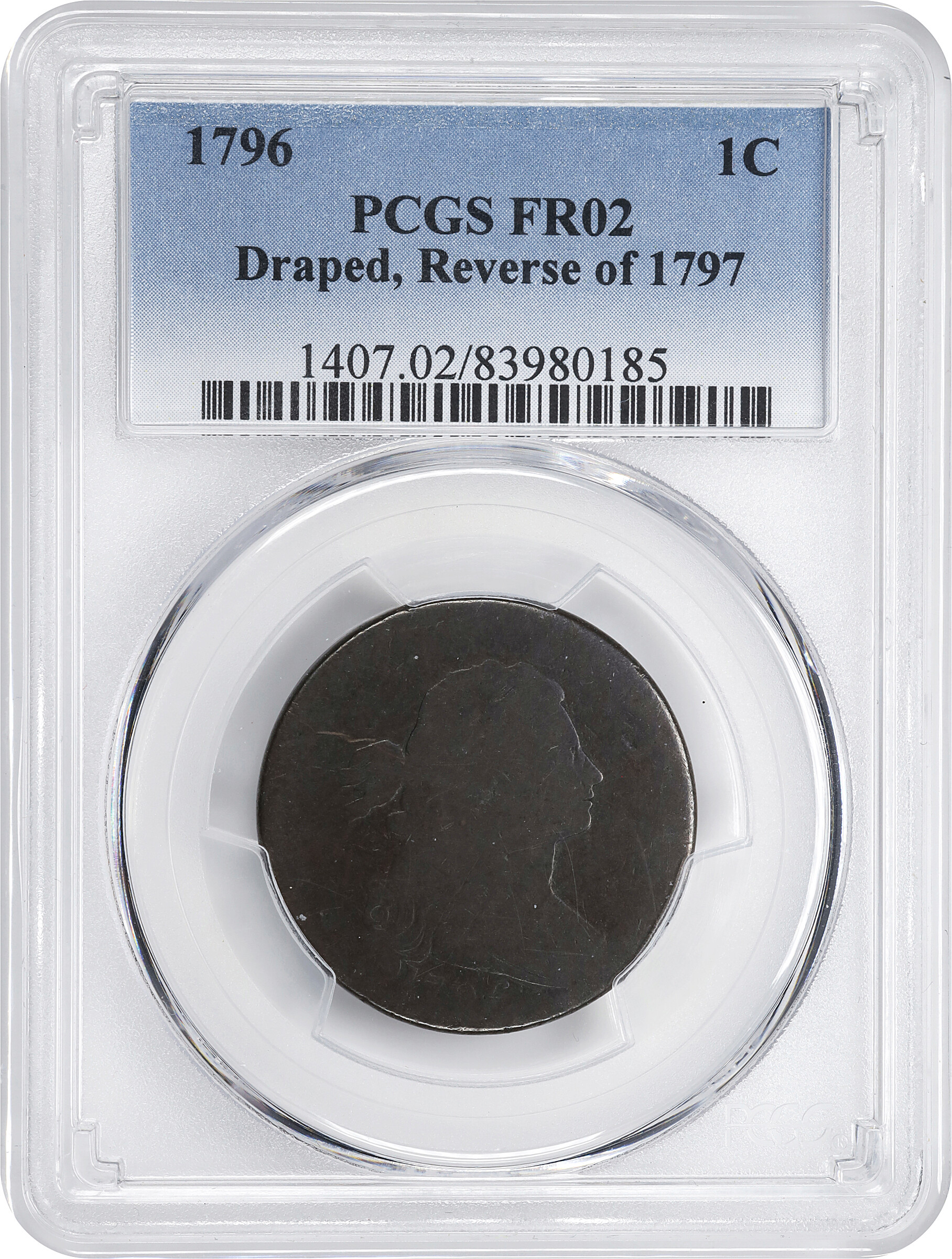 1796 1c Draped Bust, Reverse of 1797 MS BN F12 BN thumbnail 13