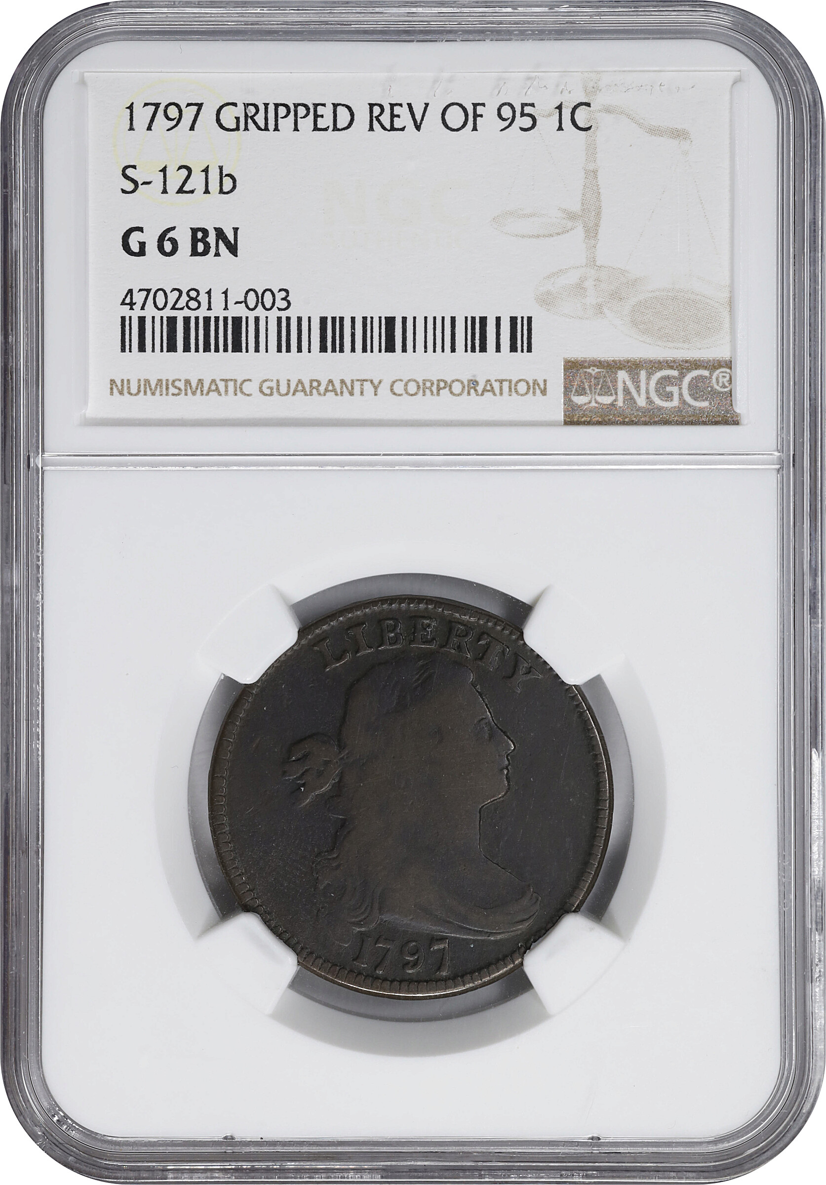 1797 1c Reverse of 1795, Gripped Edge, S-121b MS BN thumbnail 15