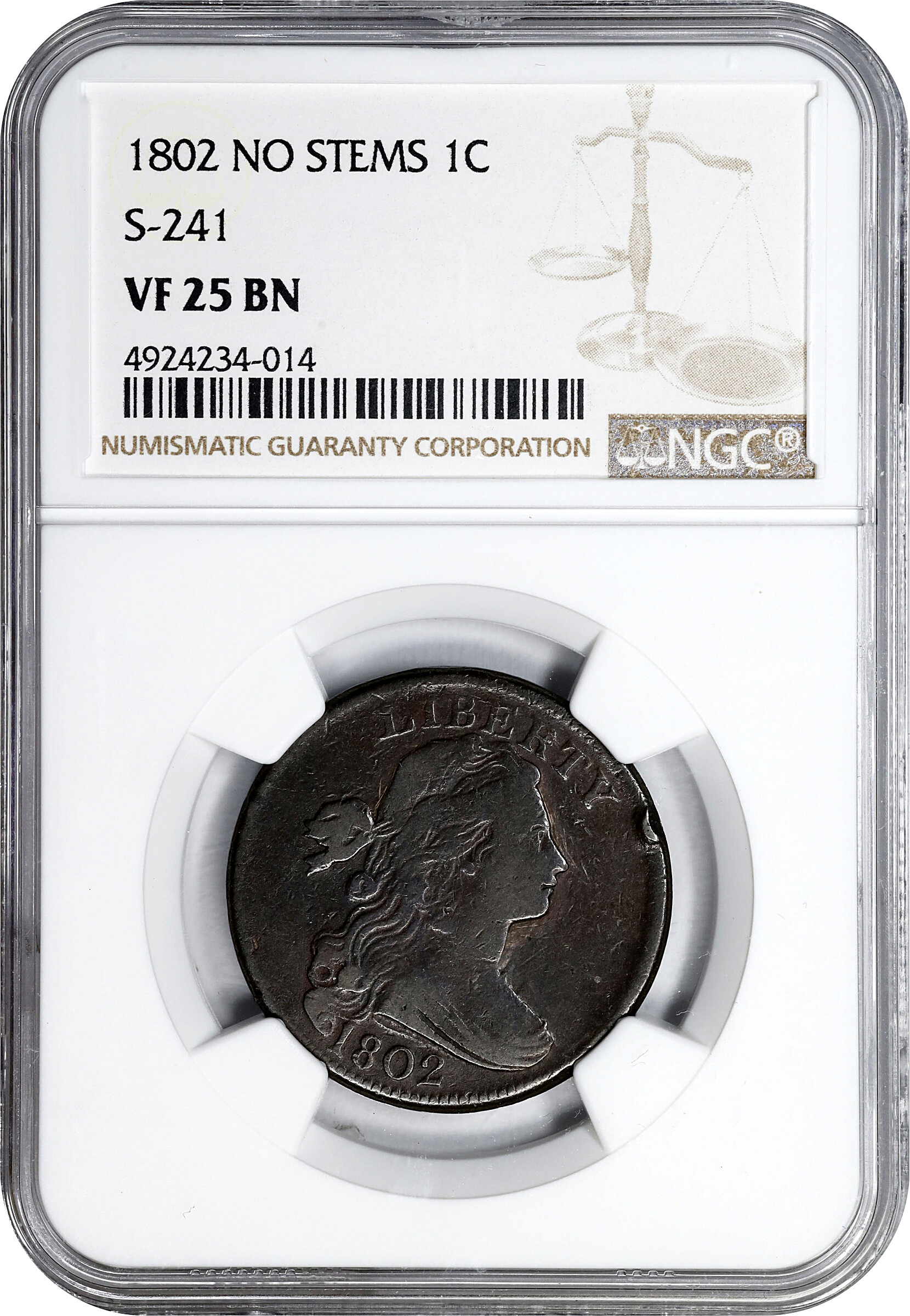 1802 1c No Stems, S-241  MS BN VF35 BN thumbnail 13